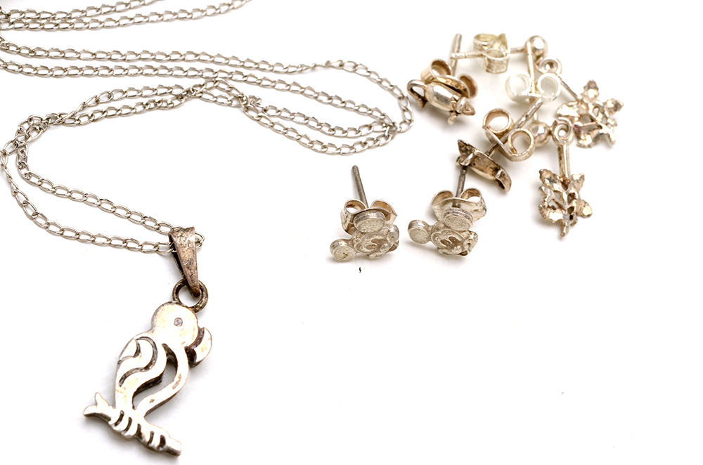 Group of Sterling Earrings, Rings, Pendants and Chains