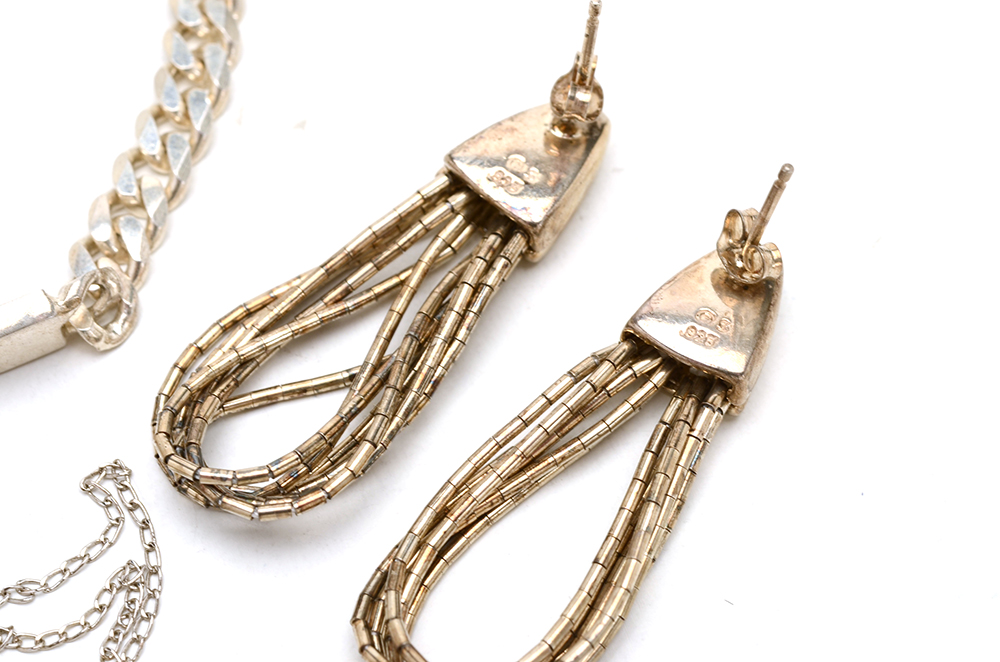 Group of Sterling Earrings, Rings, Pendants and Chains