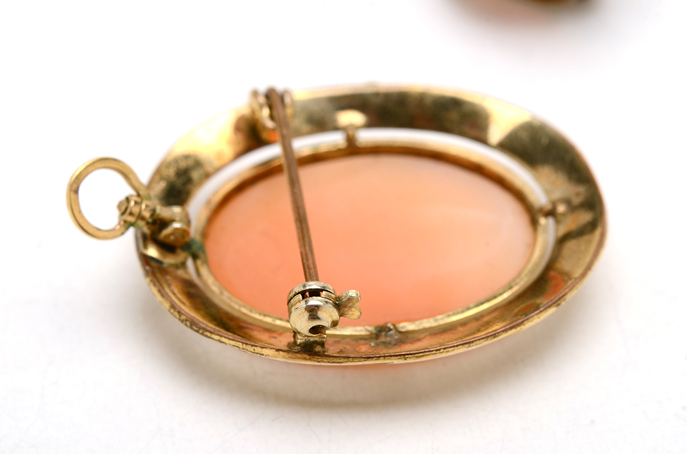 Cameo Brooch Pendant and 800 Silver Cameo Earrings