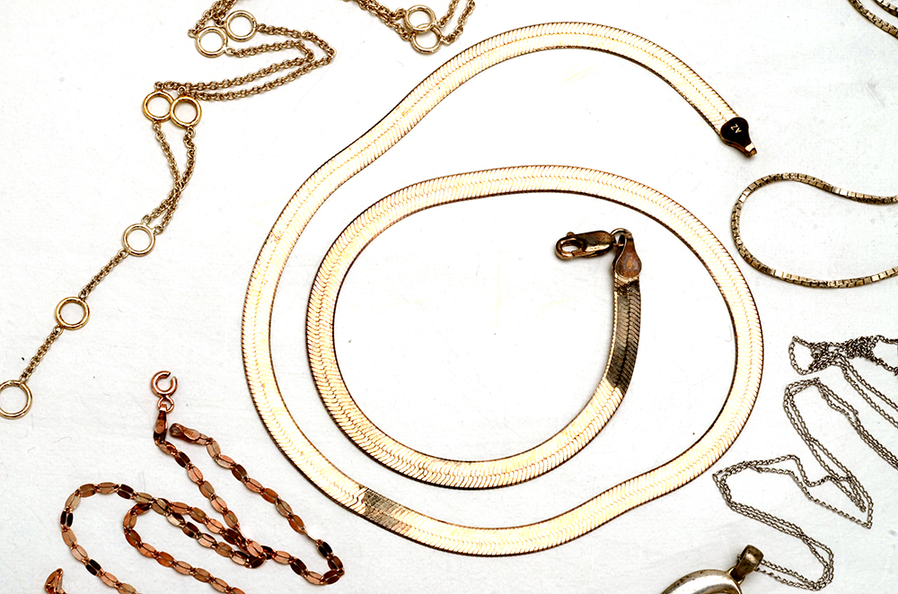 Six Sterling Chain Necklaces