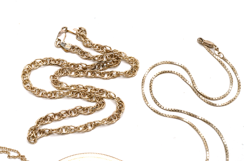 Six Sterling Chain Necklaces