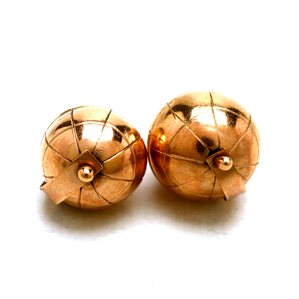 Pairing of Vintage 14K Yellow Gold World Globe Charms