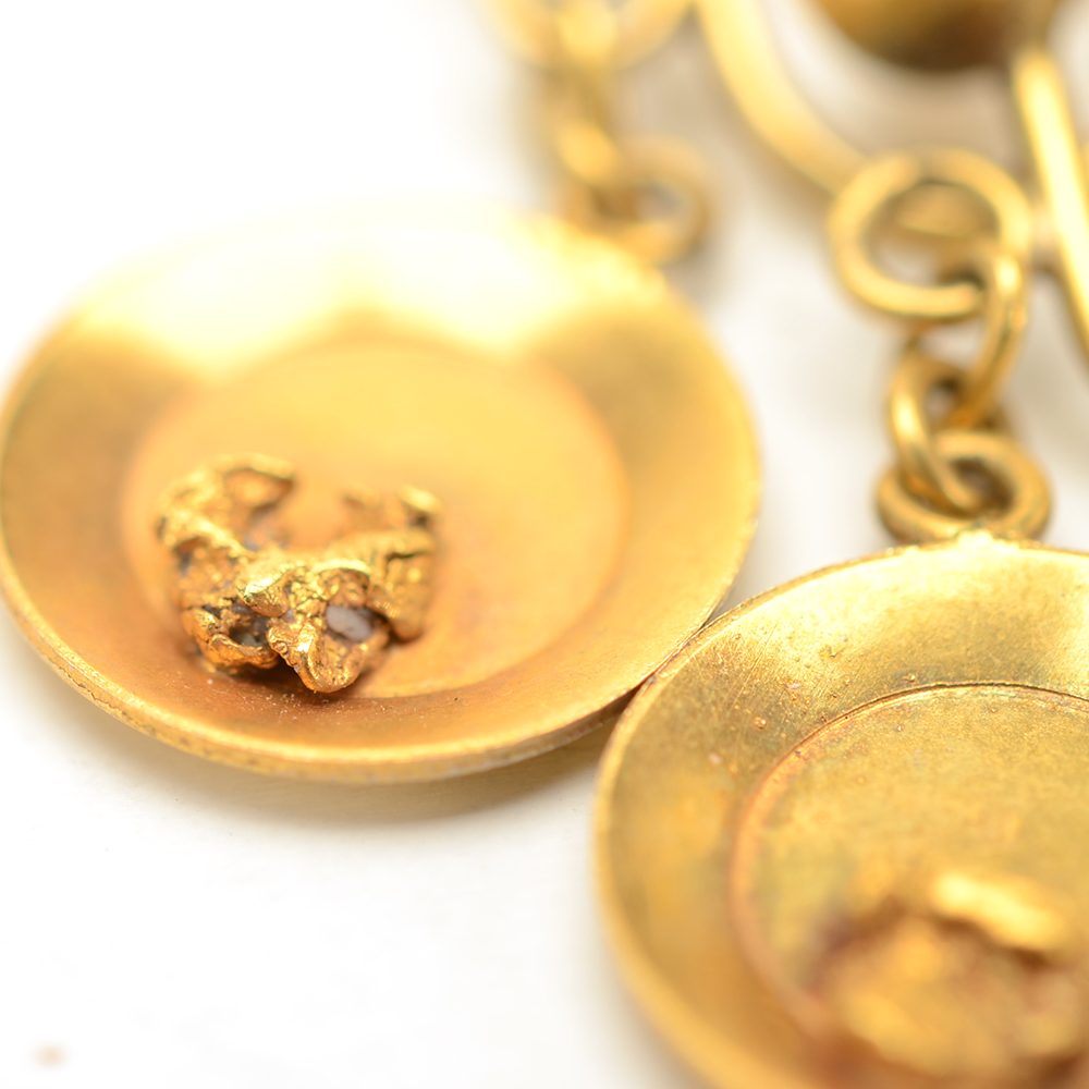 Vintage 10K Yellow Gold Nugget in Gold Pan Screw-Back Earrings