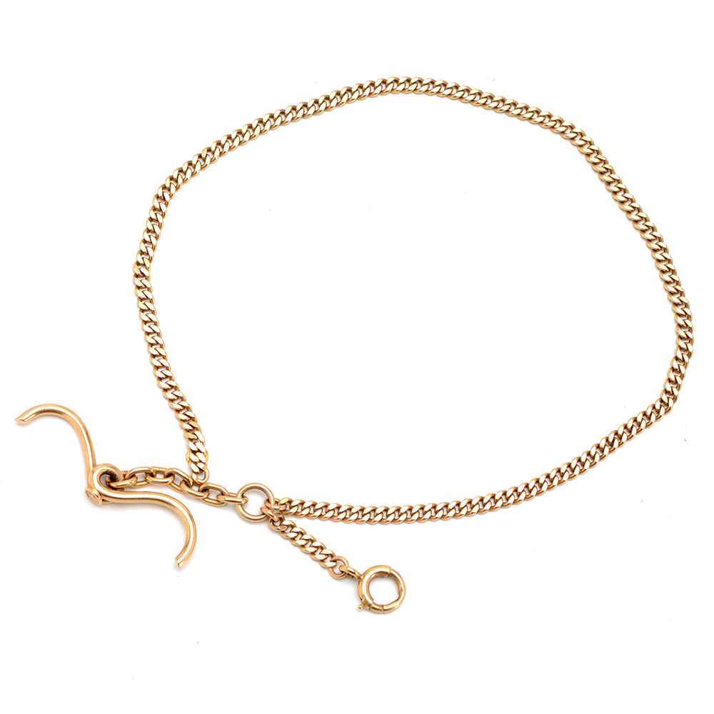 Victorian 14K Yellow Gold Curb Watch Chain