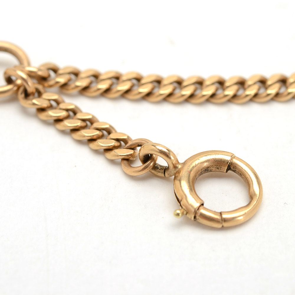Victorian 14K Yellow Gold Curb Watch Chain