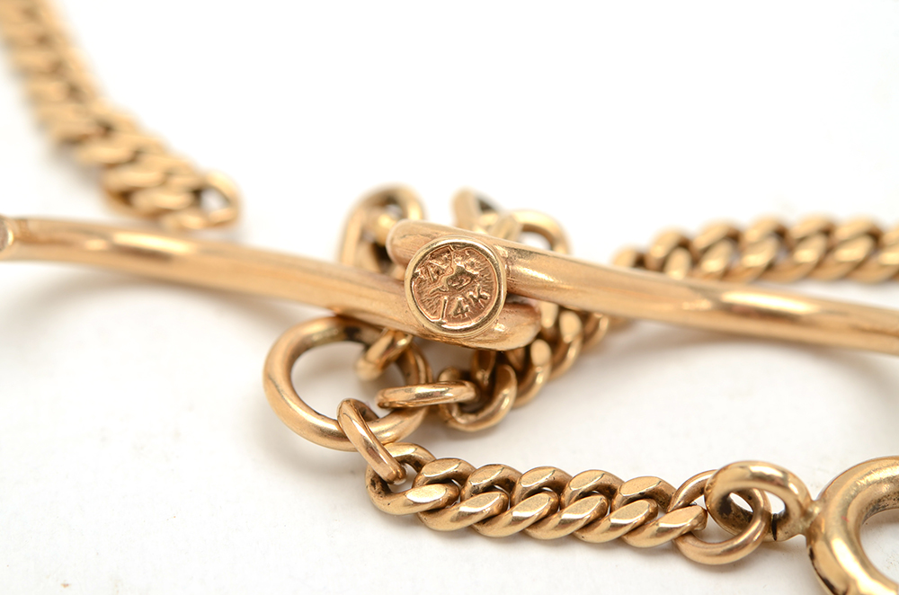 Victorian 14K Yellow Gold Curb Watch Chain