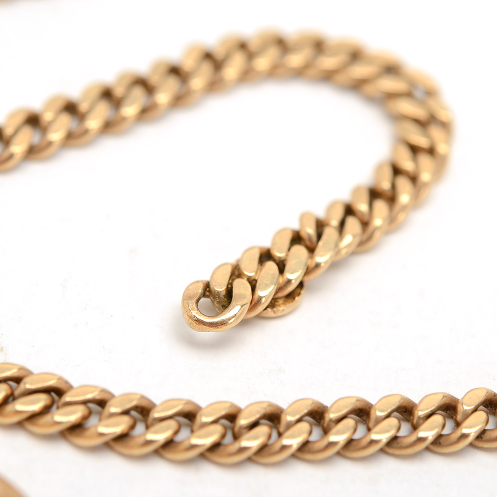 Victorian 14K Yellow Gold Curb Watch Chain