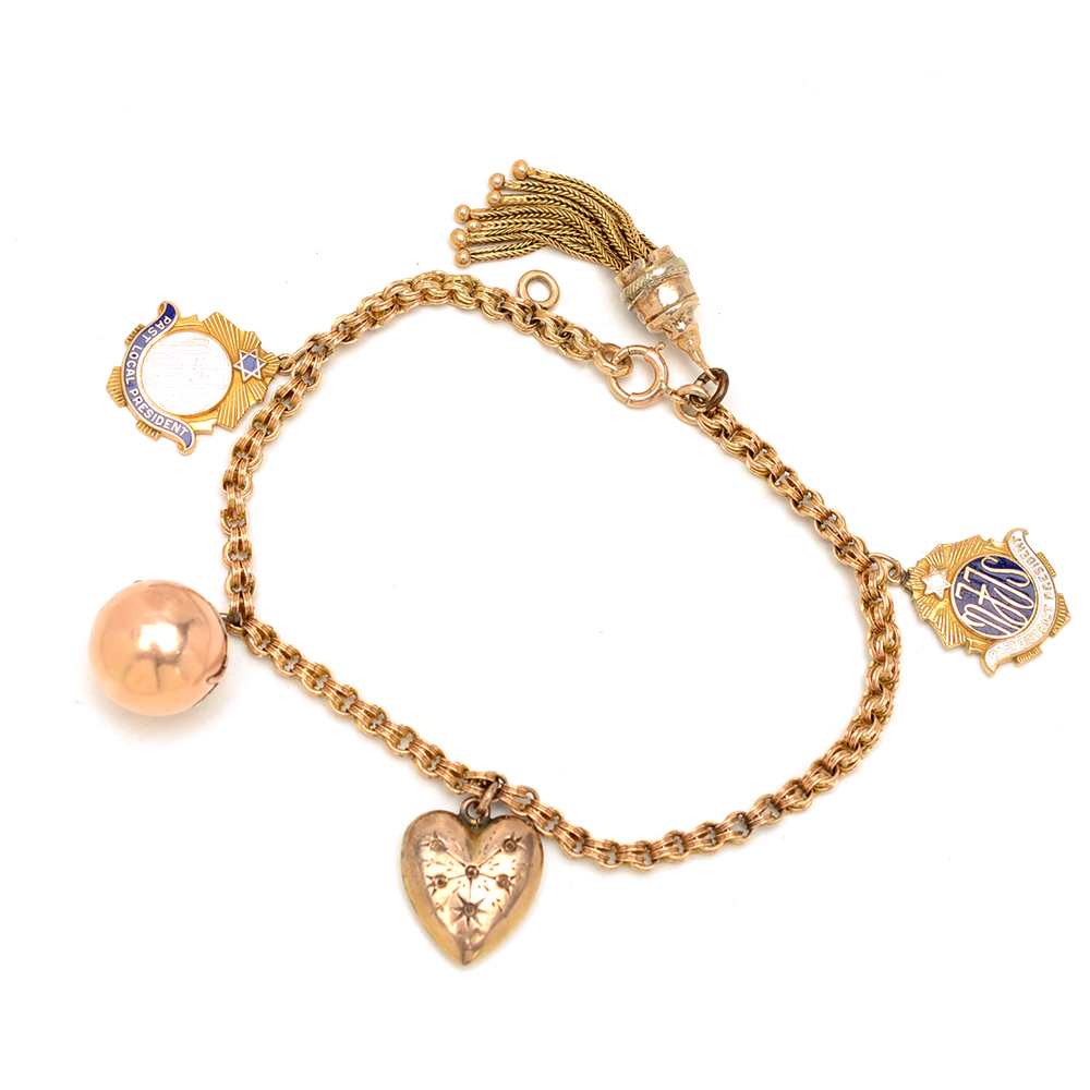 14K Yellow Gold Bracelet with Antique and Vintage Gold Charms