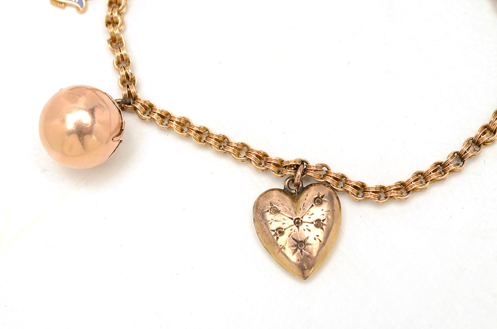 14K Yellow Gold Bracelet with Antique and Vintage Gold Charms