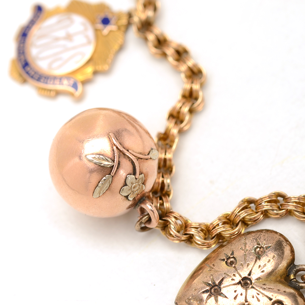 14K Yellow Gold Bracelet with Antique and Vintage Gold Charms