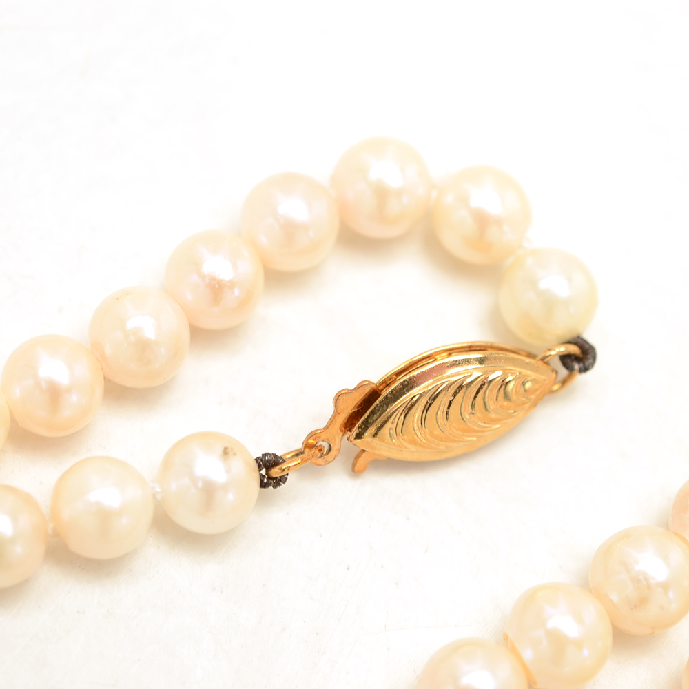 14K Yellow Gold Cultured Pearl and Amethyst Necklace