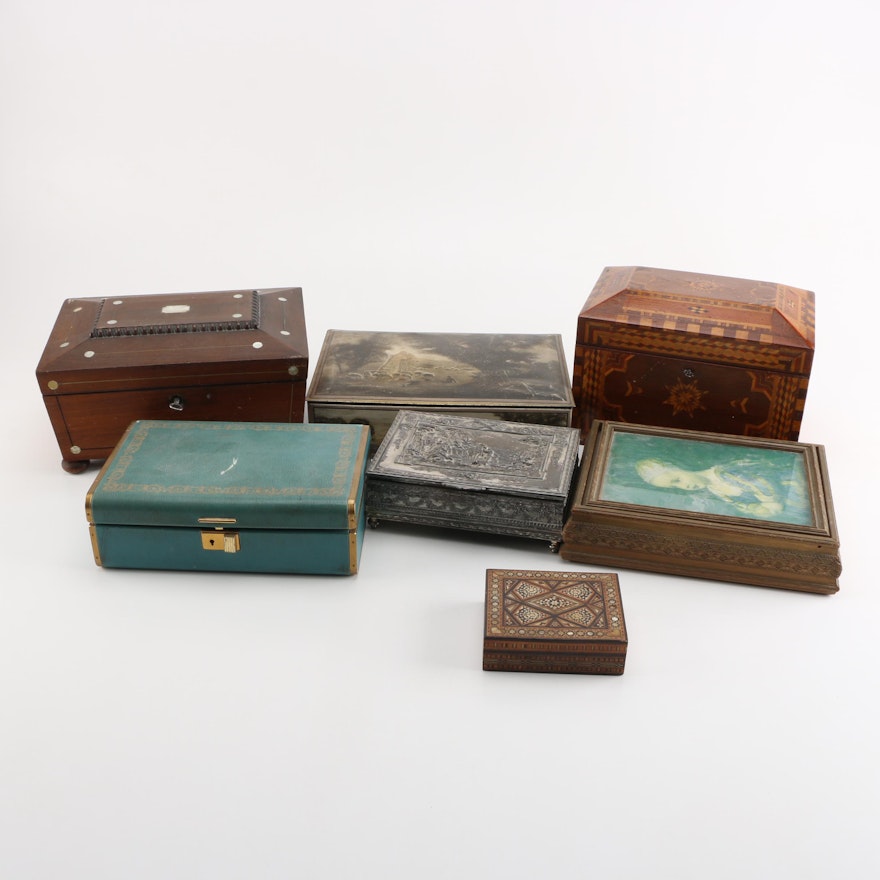 Early 20th Century and Vintage Boxes Including Mother of Pearl