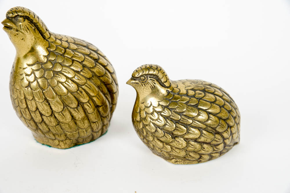 Pair of Mid Century Brass Quail Bookends