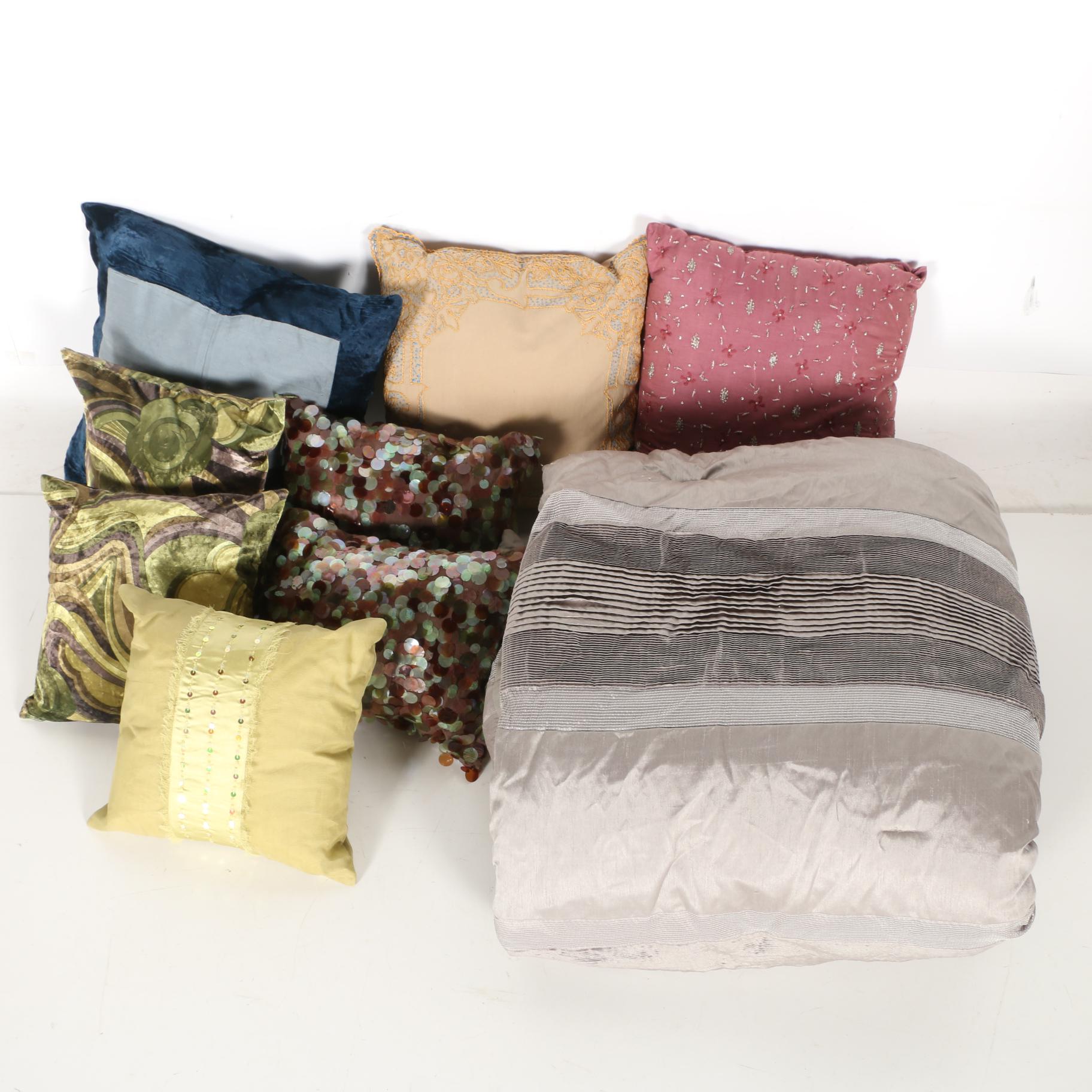 Decorative Embellished and Embroidered Throw Pillows