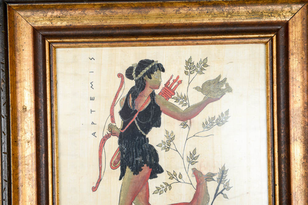 Framed "Artemis" Painting on Papyrus