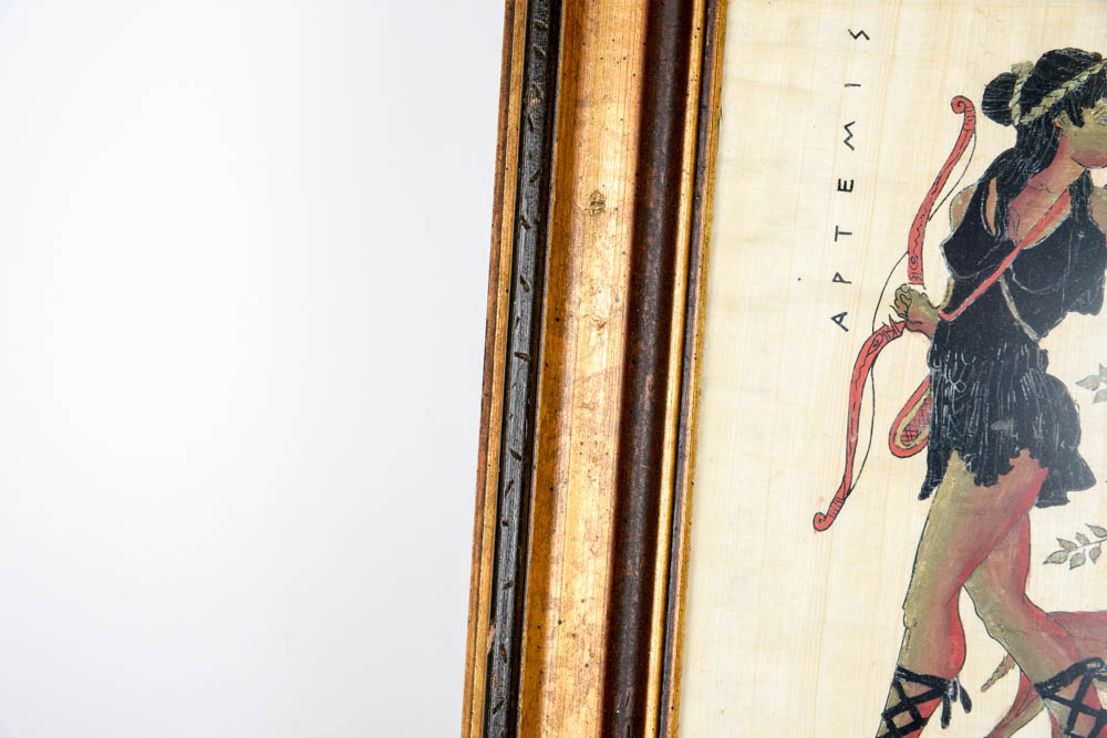 Framed "Artemis" Painting on Papyrus