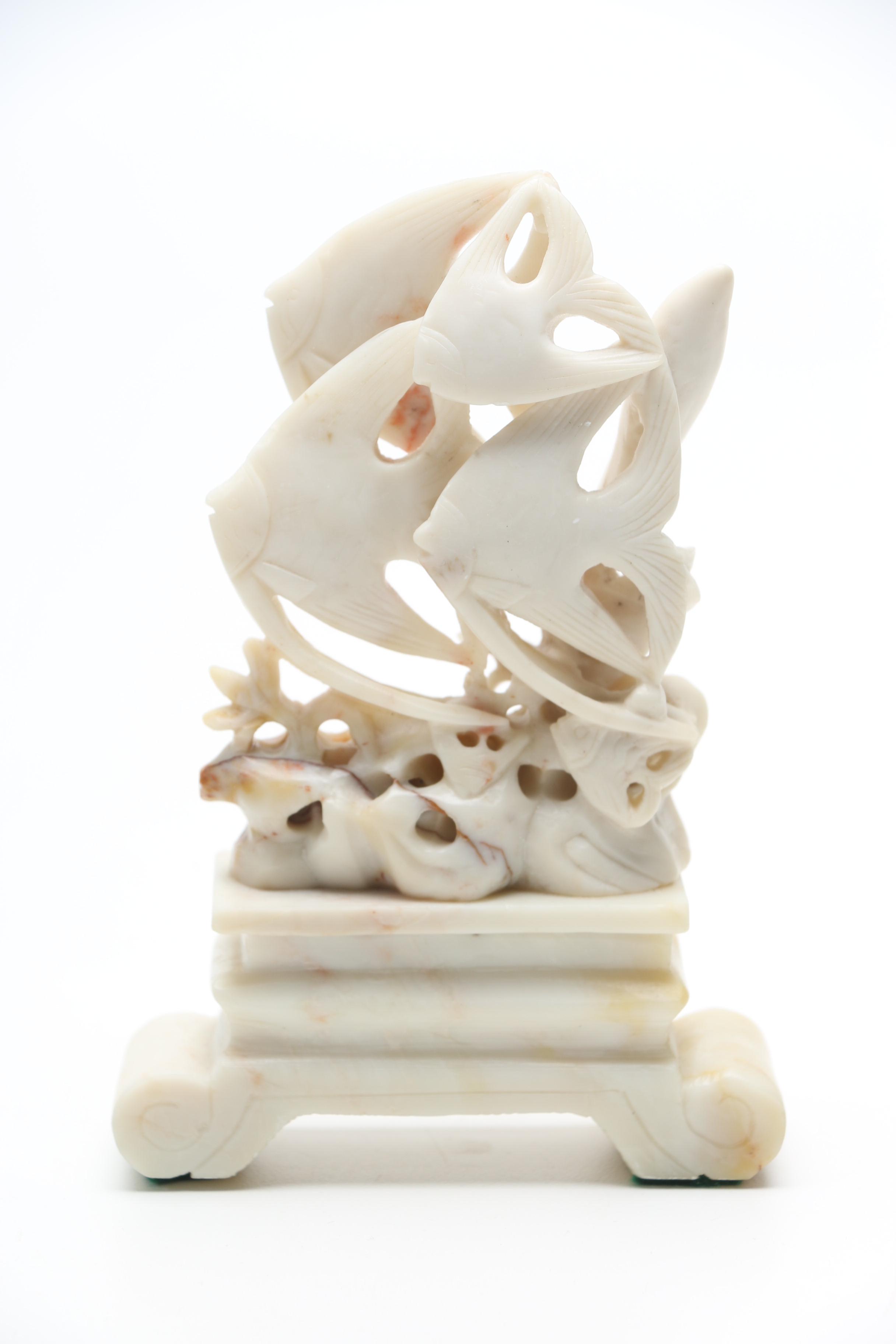 White Soapstone Fish Sculpture