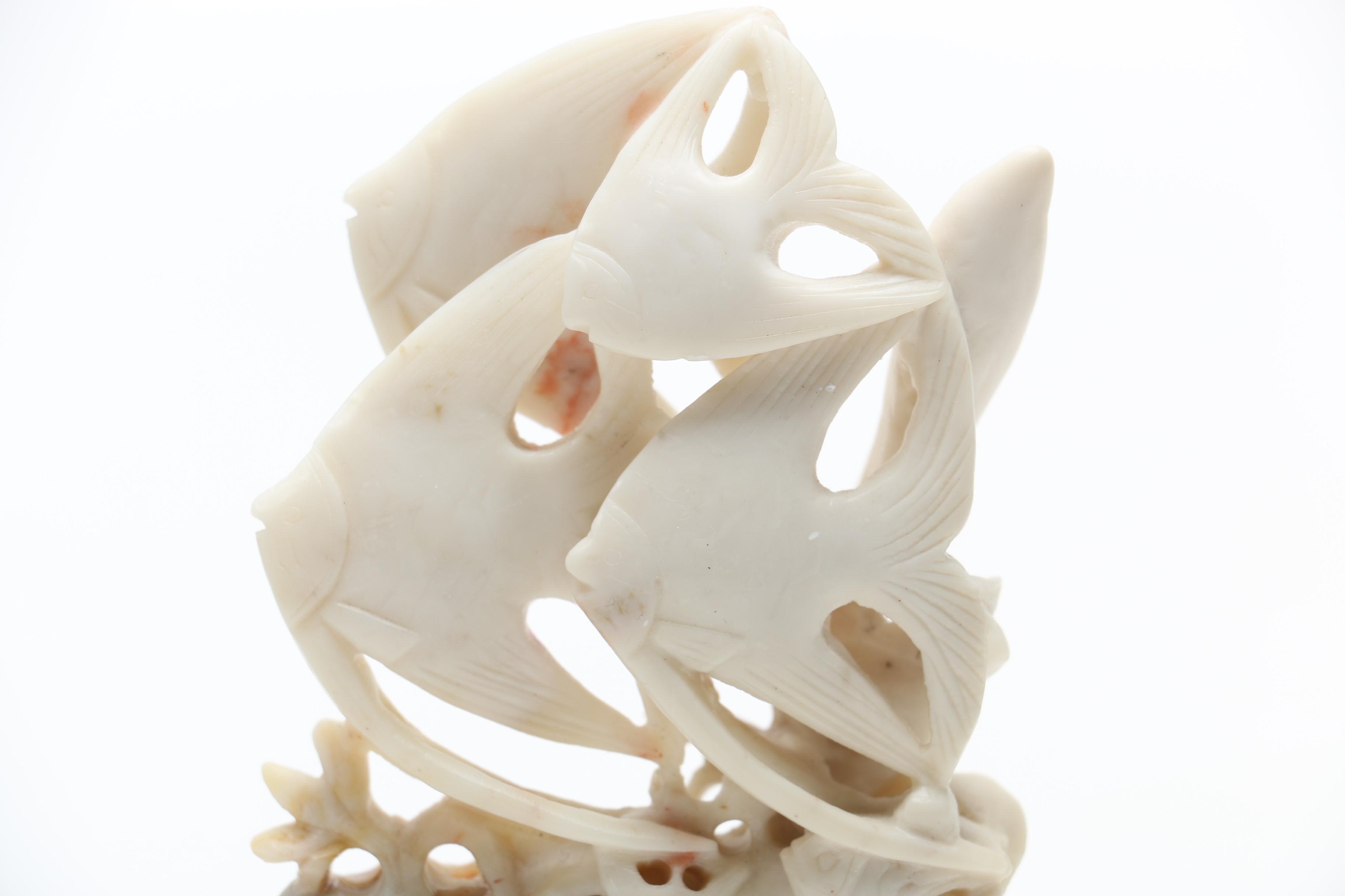 White Soapstone Fish Sculpture