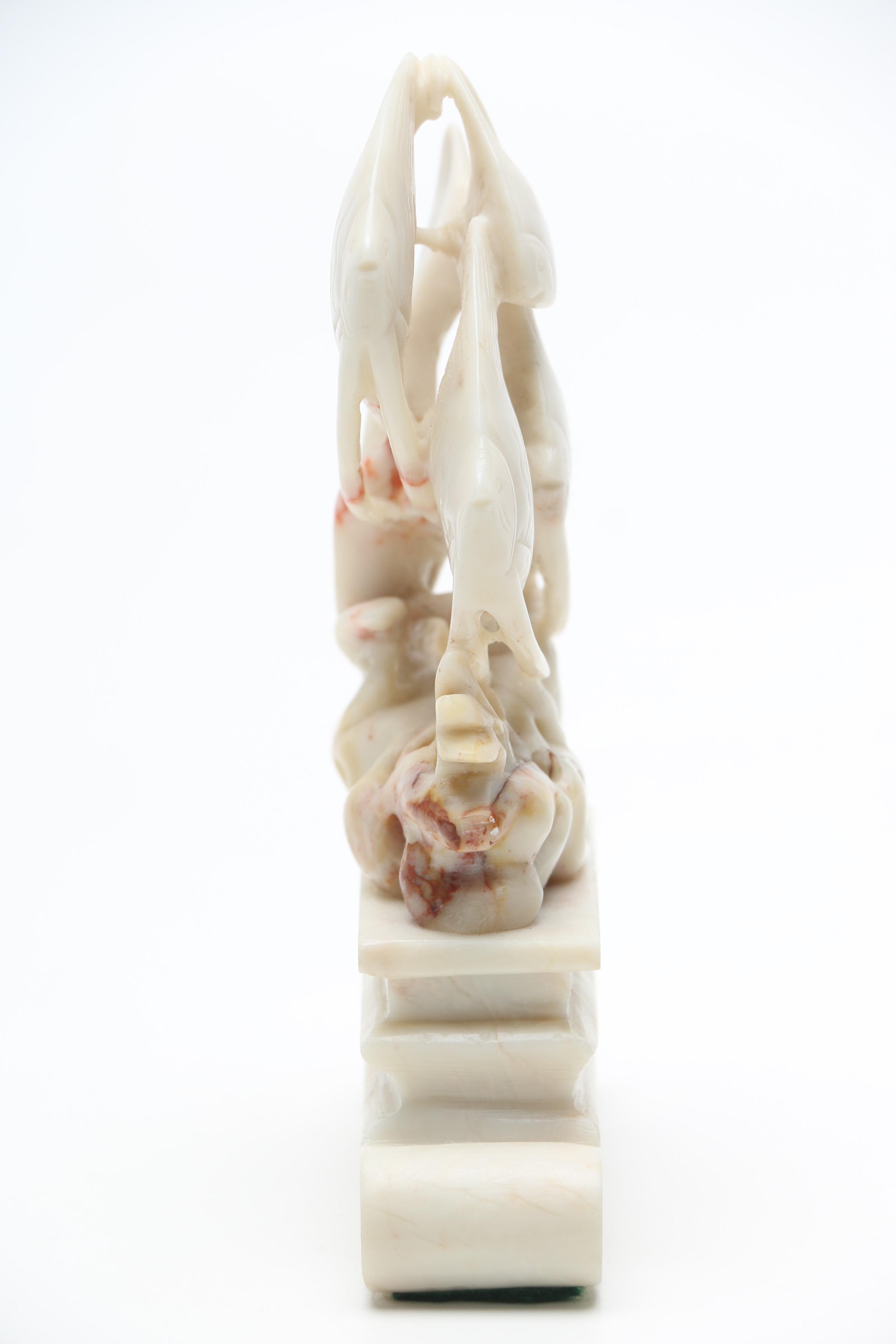 White Soapstone Fish Sculpture