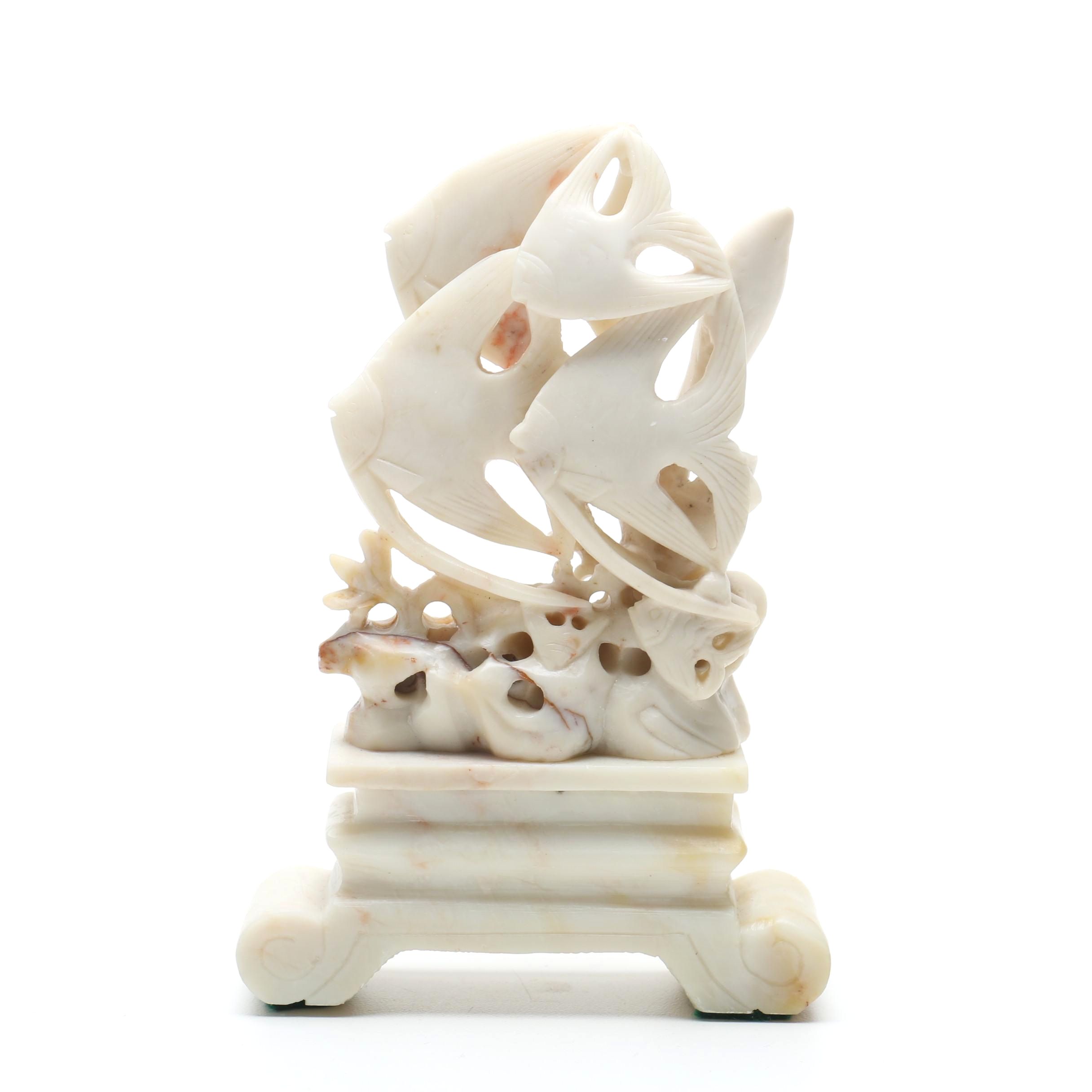 White Soapstone Fish Sculpture