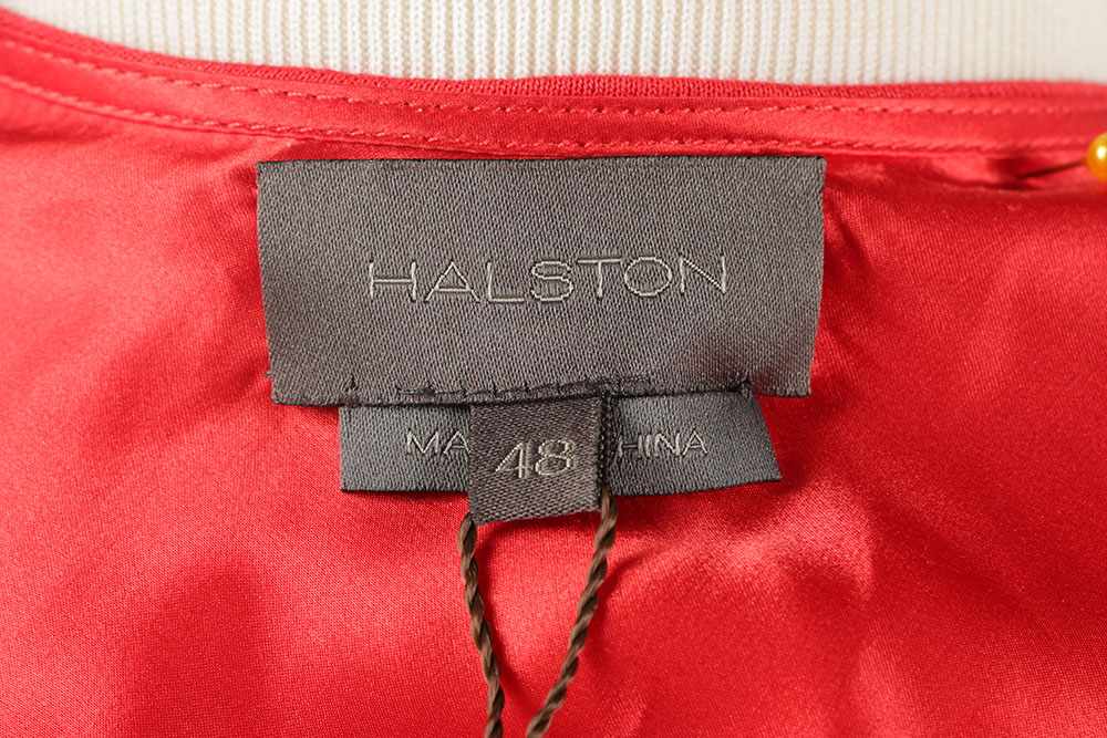 Halston's Iconic Red Cowl Jersey Dress, Size 48, New With Tag