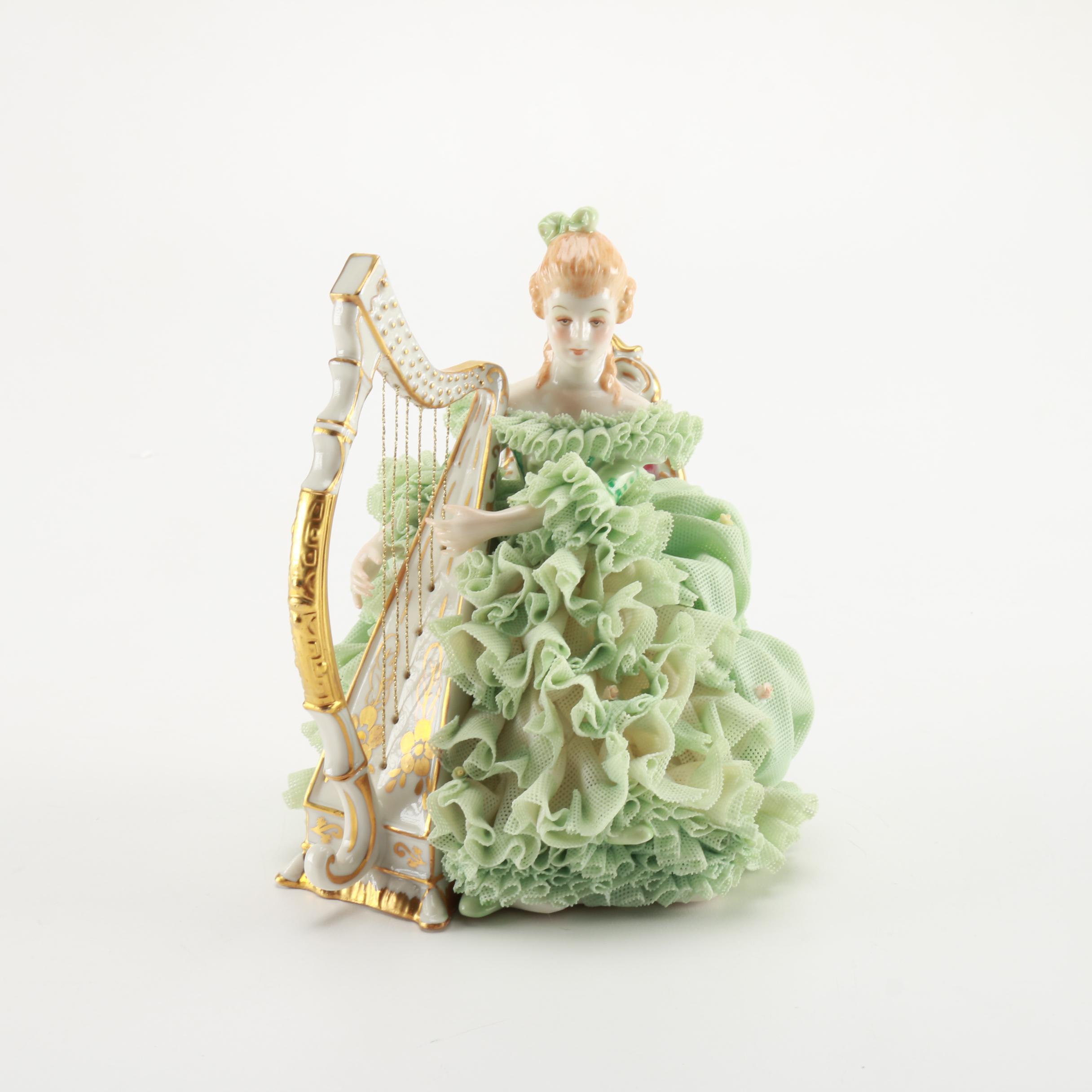 Vintage Porcelain "Sinead" Irish Dresden Lace Figurine C. 1978