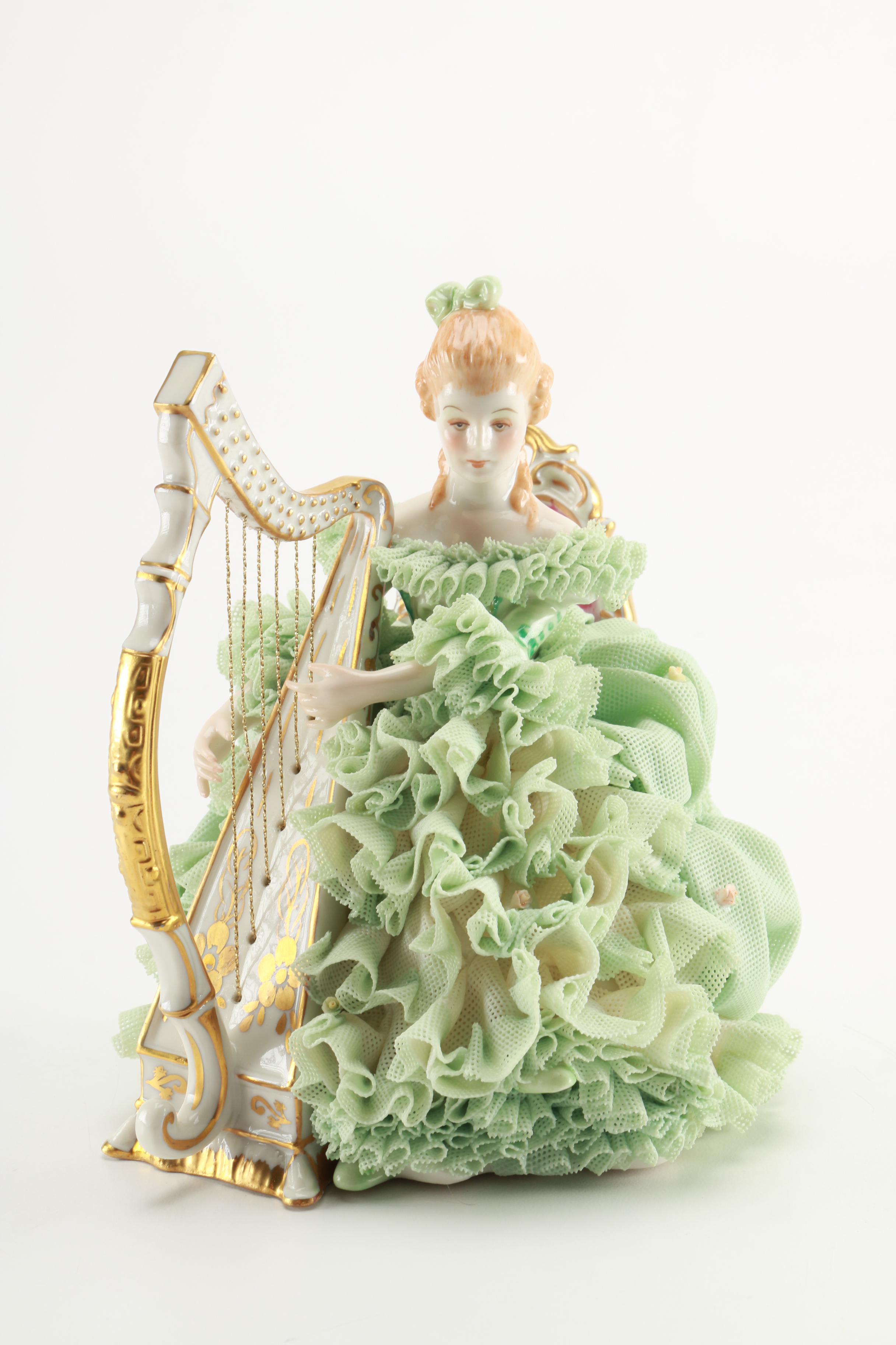 Vintage Porcelain "Sinead" Irish Dresden Lace Figurine C. 1978