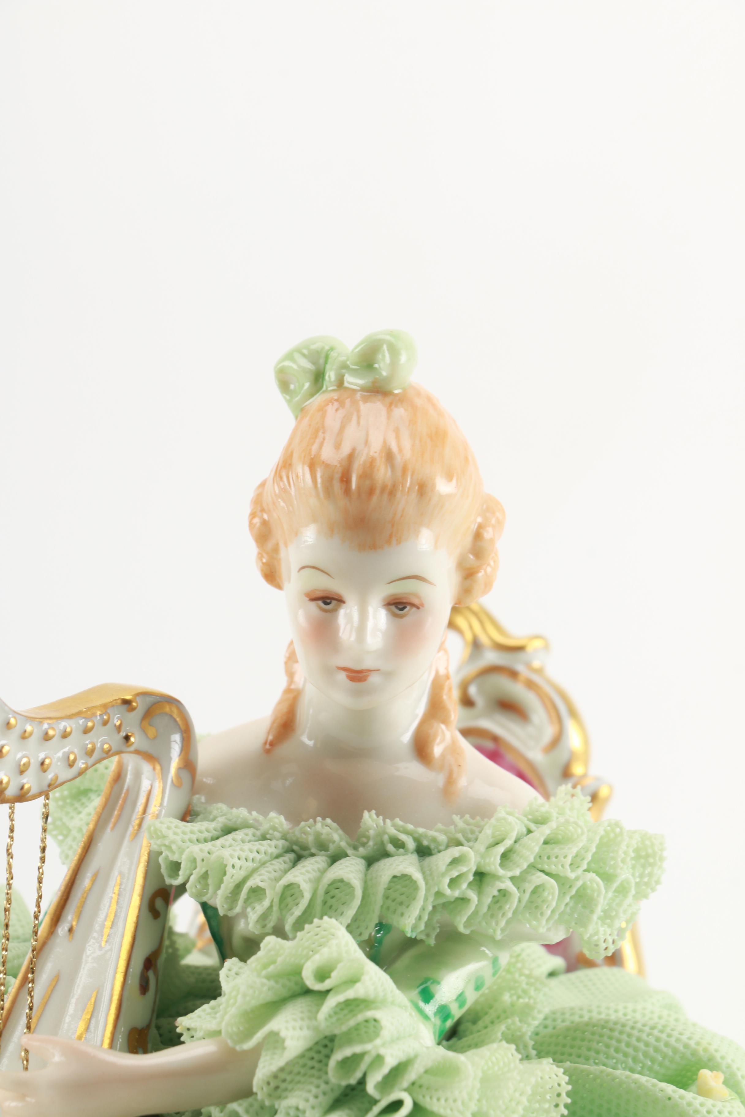 Vintage Porcelain "Sinead" Irish Dresden Lace Figurine C. 1978