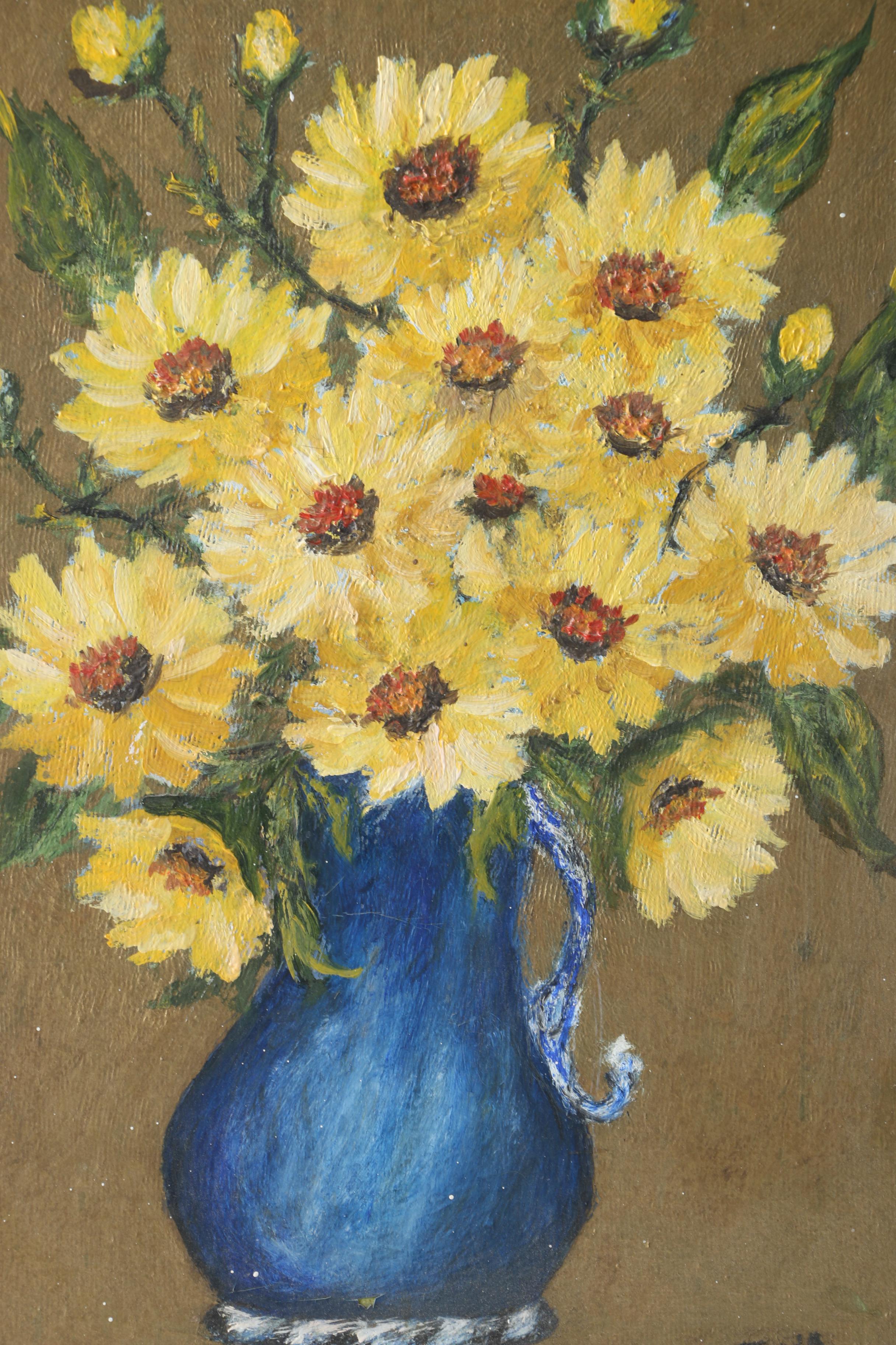 Tina Oil on Canvas Still Life of Vase of Flowers