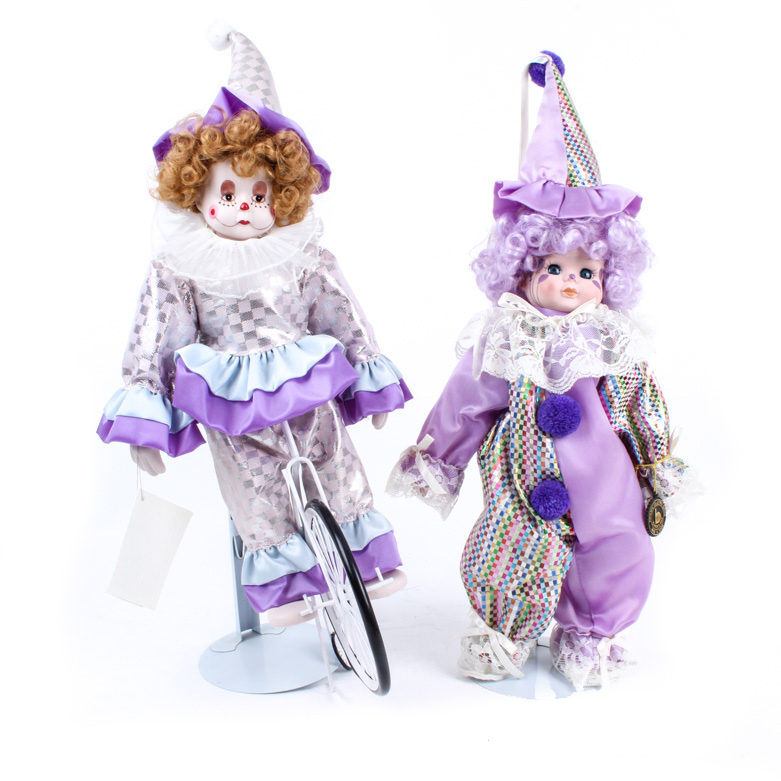 Pair of Brinn's and Heritage Clown Dolls