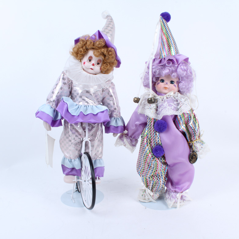 Pair of Brinn's and Heritage Clown Dolls