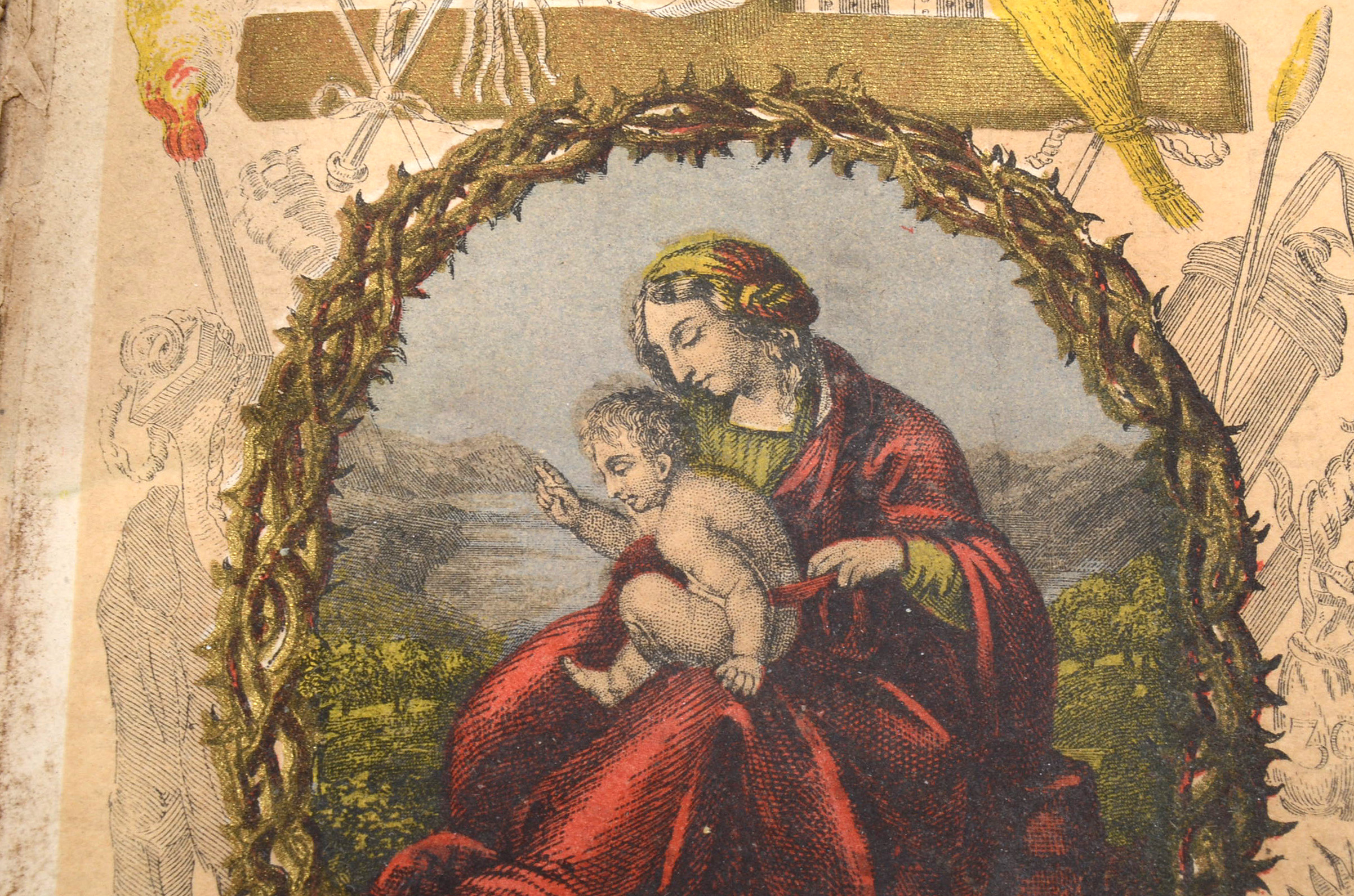 Vintage Catholic Sick Box and Antique Prayer Manual "The Way to Heaven"