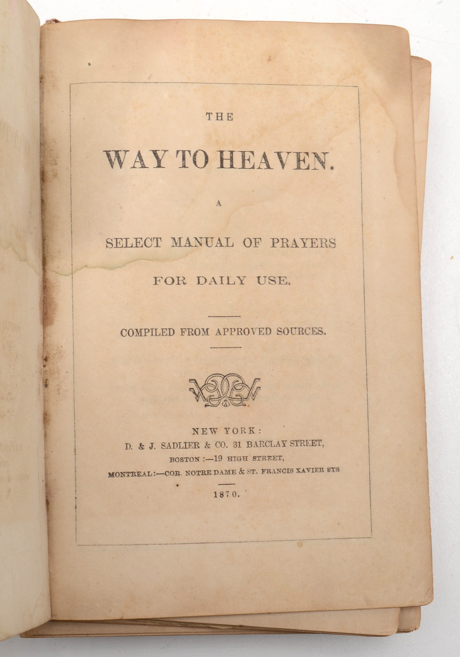 Vintage Catholic Sick Box and Antique Prayer Manual "The Way to Heaven"