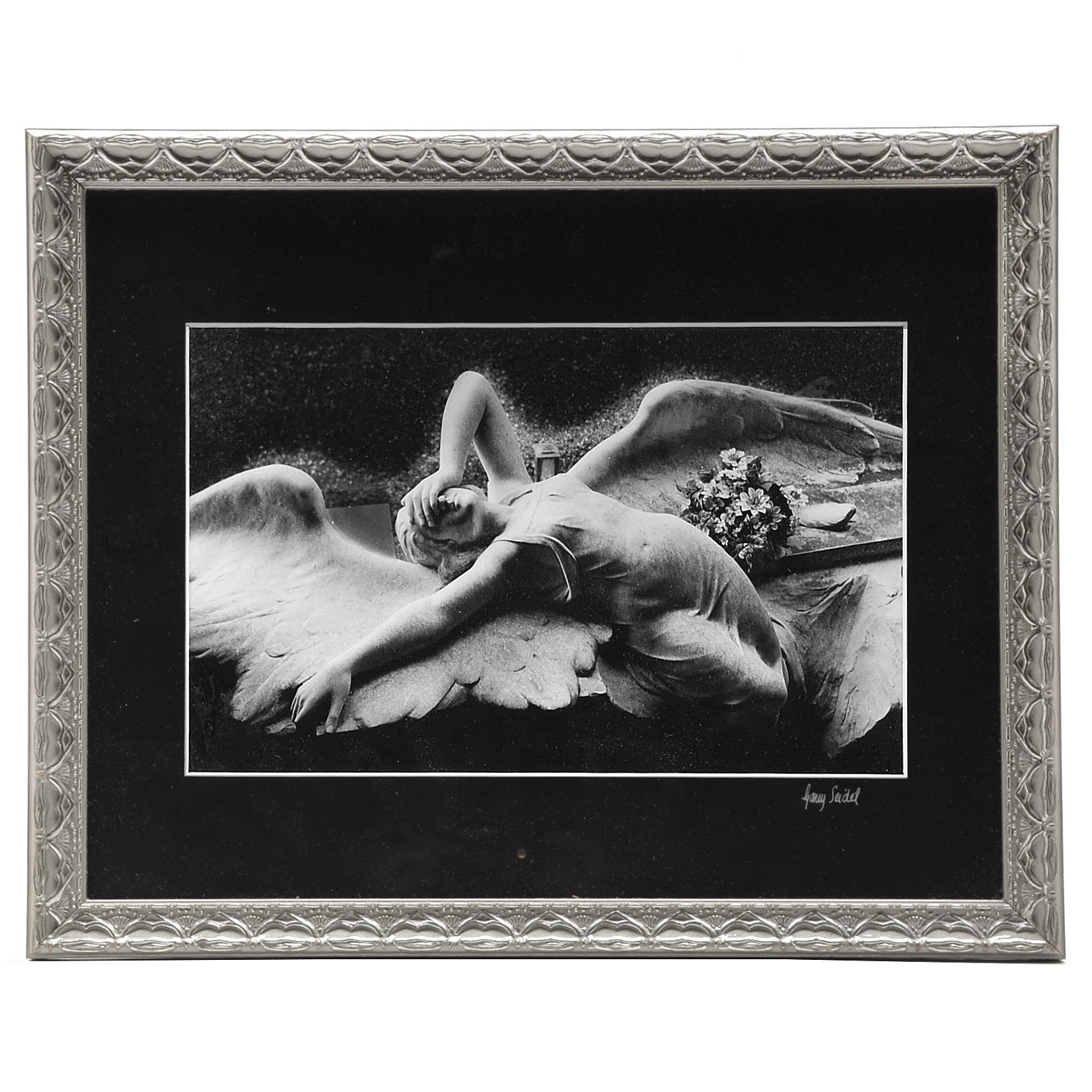 Garry Seidel Signed Silver Gelatin Photograph of Cemetery Angel