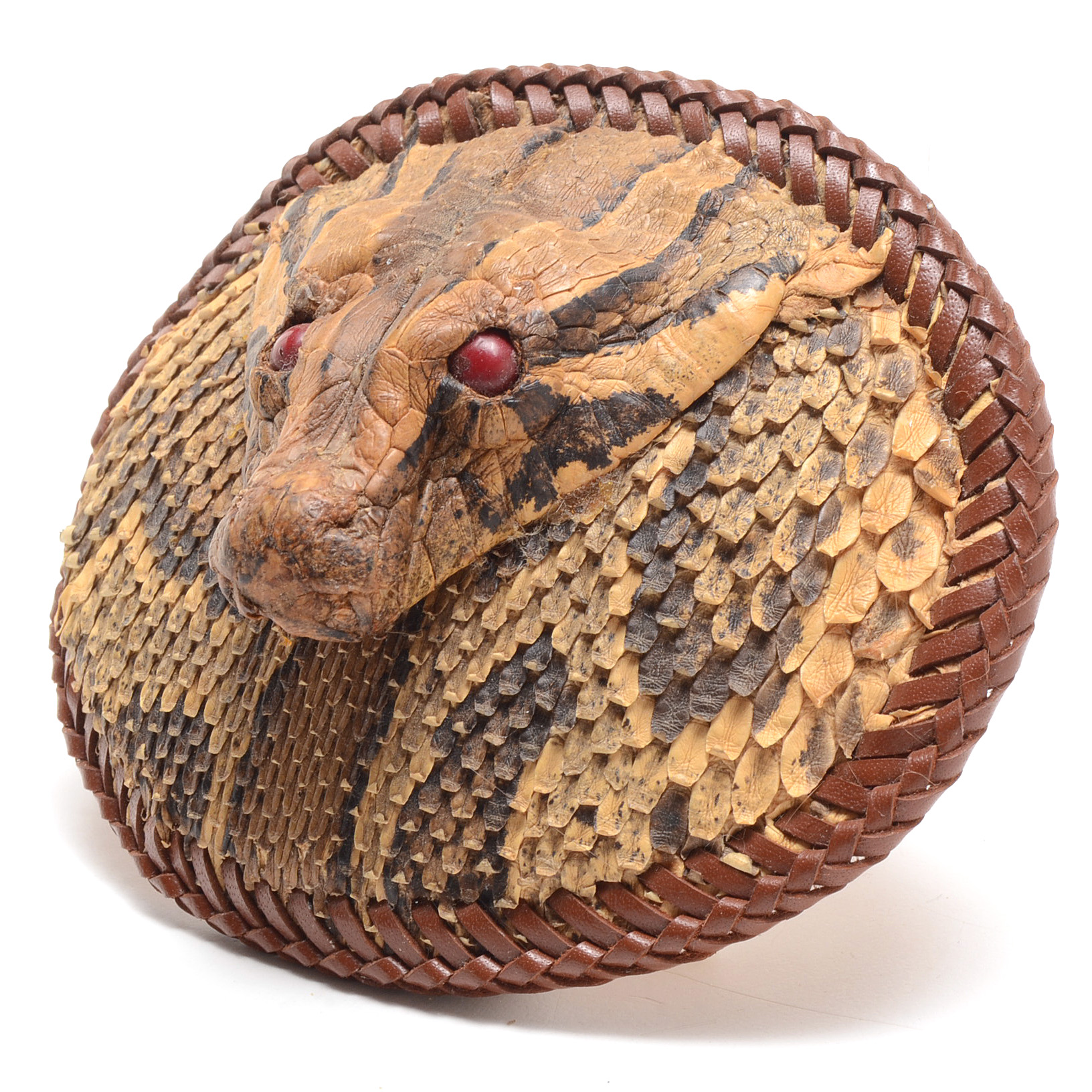 Authentic Python Head and Leather Belt Buckle