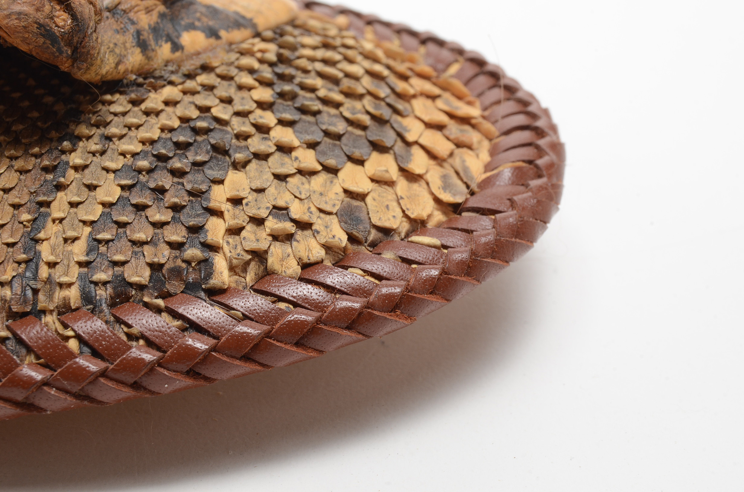 Authentic Python Head and Leather Belt Buckle