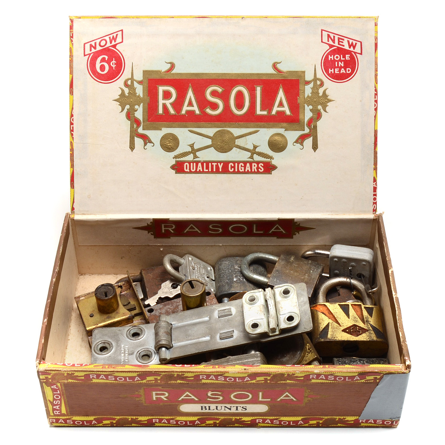 Two Vintage Cigar Boxes with Pad Locks and Hardware