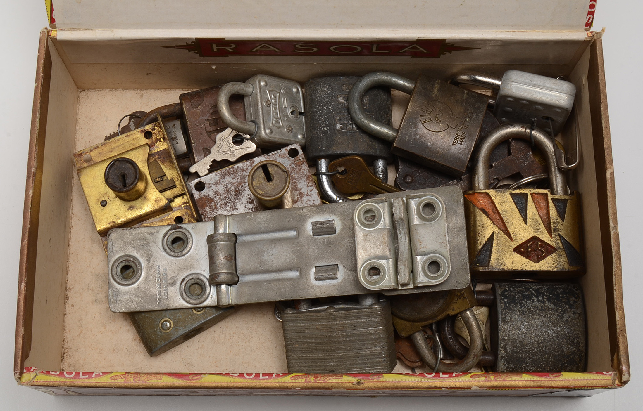 Two Vintage Cigar Boxes with Pad Locks and Hardware
