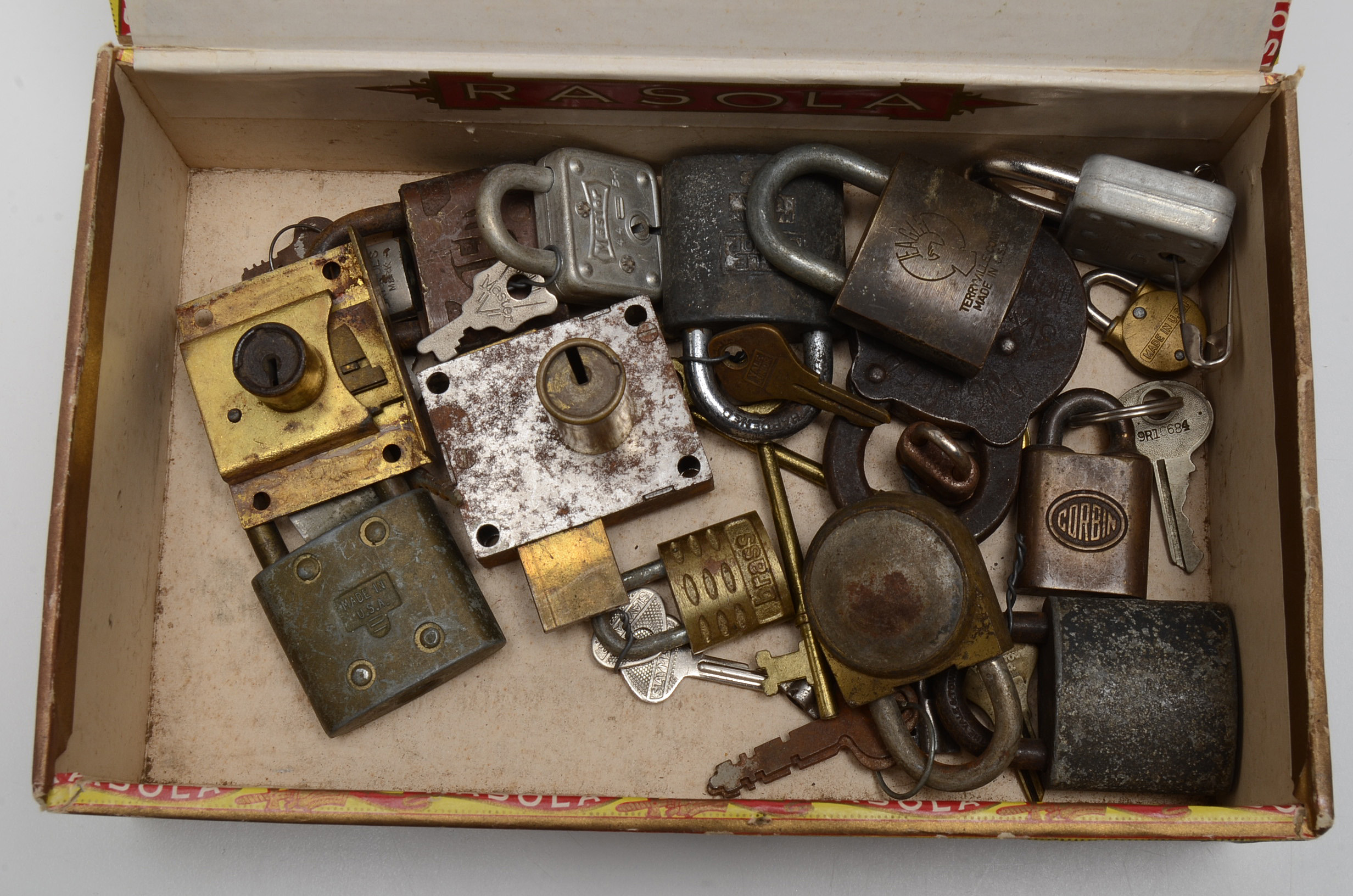 Two Vintage Cigar Boxes with Pad Locks and Hardware