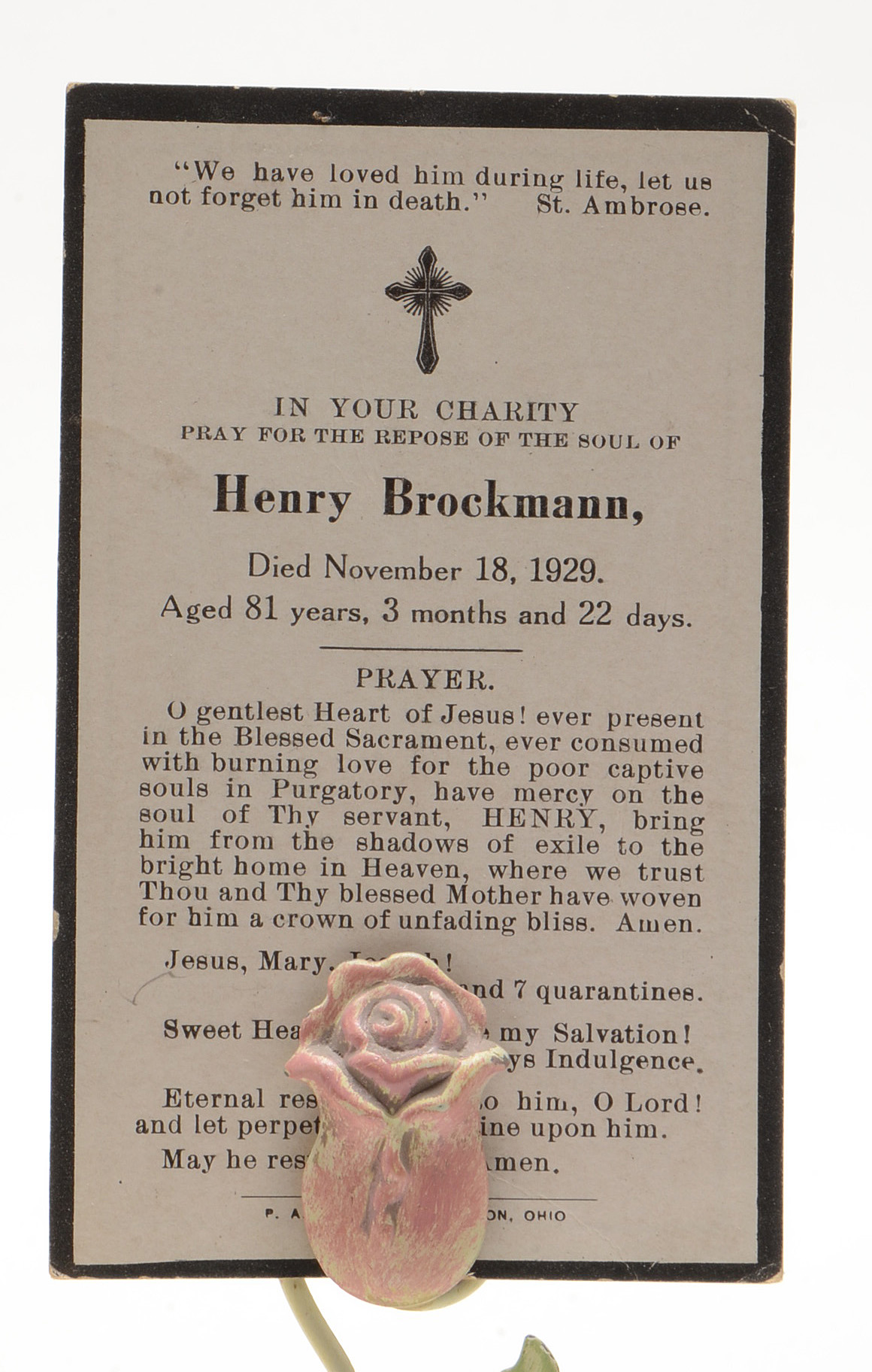 Pair of Metal Card Holders Displaying In Memoriam Prayer Cards