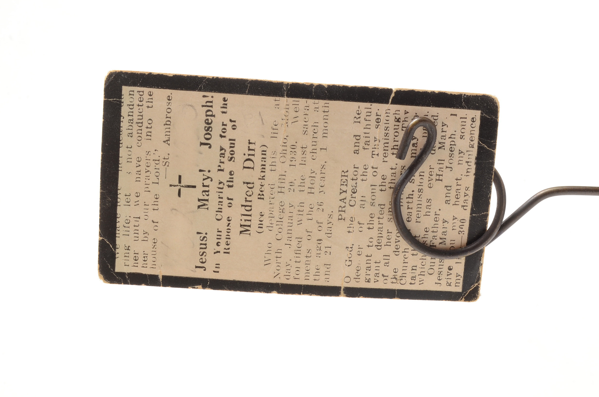 Pair of Metal Card Holders Displaying In Memoriam Prayer Cards