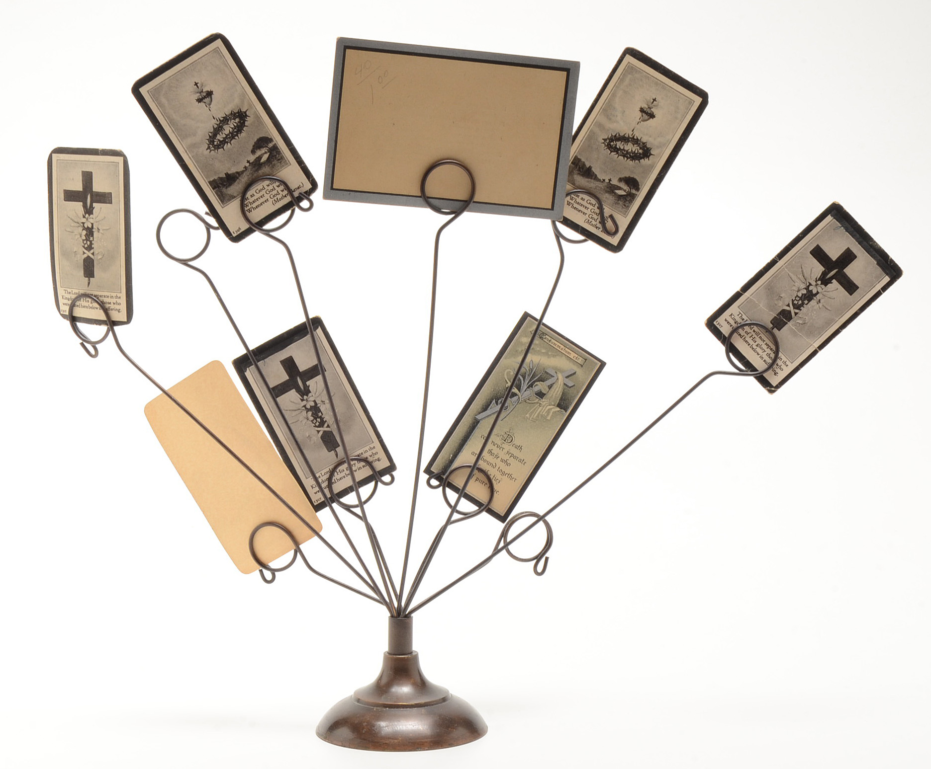Pair of Metal Card Holders Displaying In Memoriam Prayer Cards