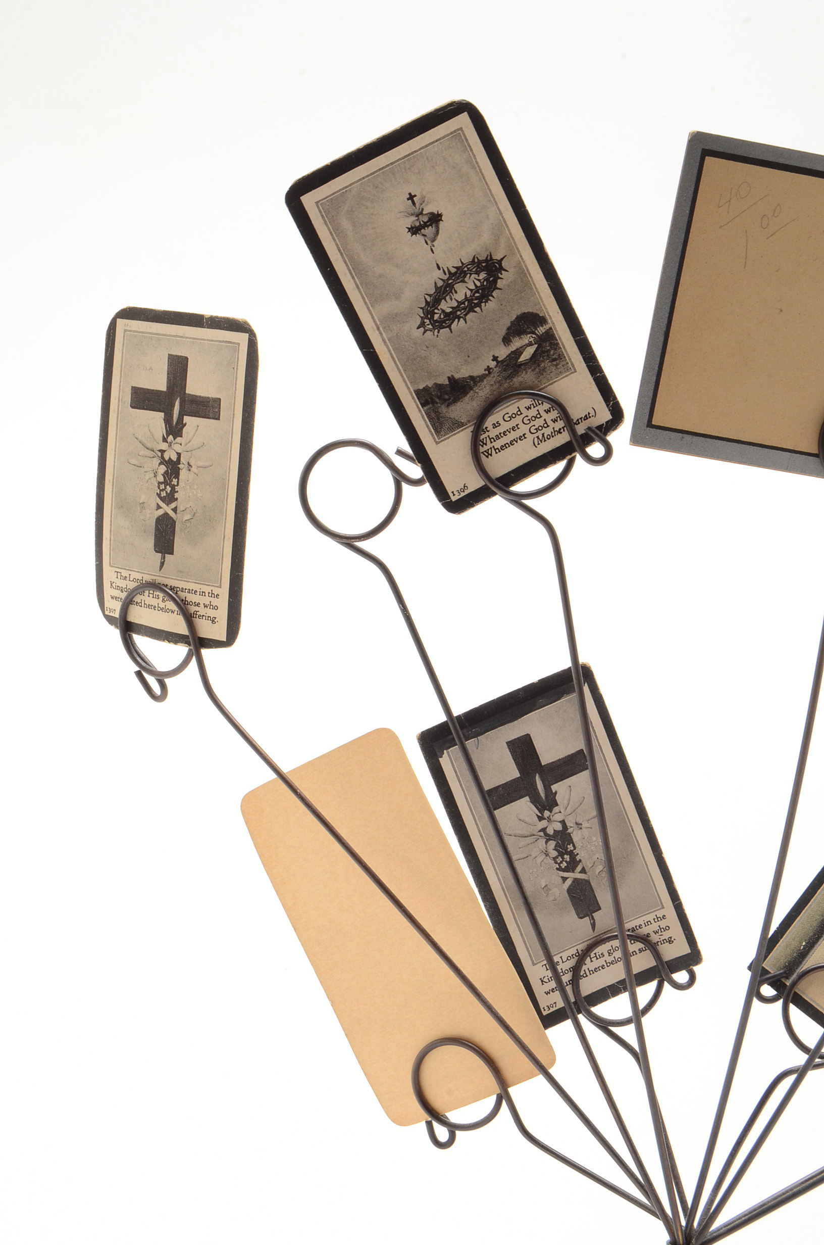 Pair of Metal Card Holders Displaying In Memoriam Prayer Cards