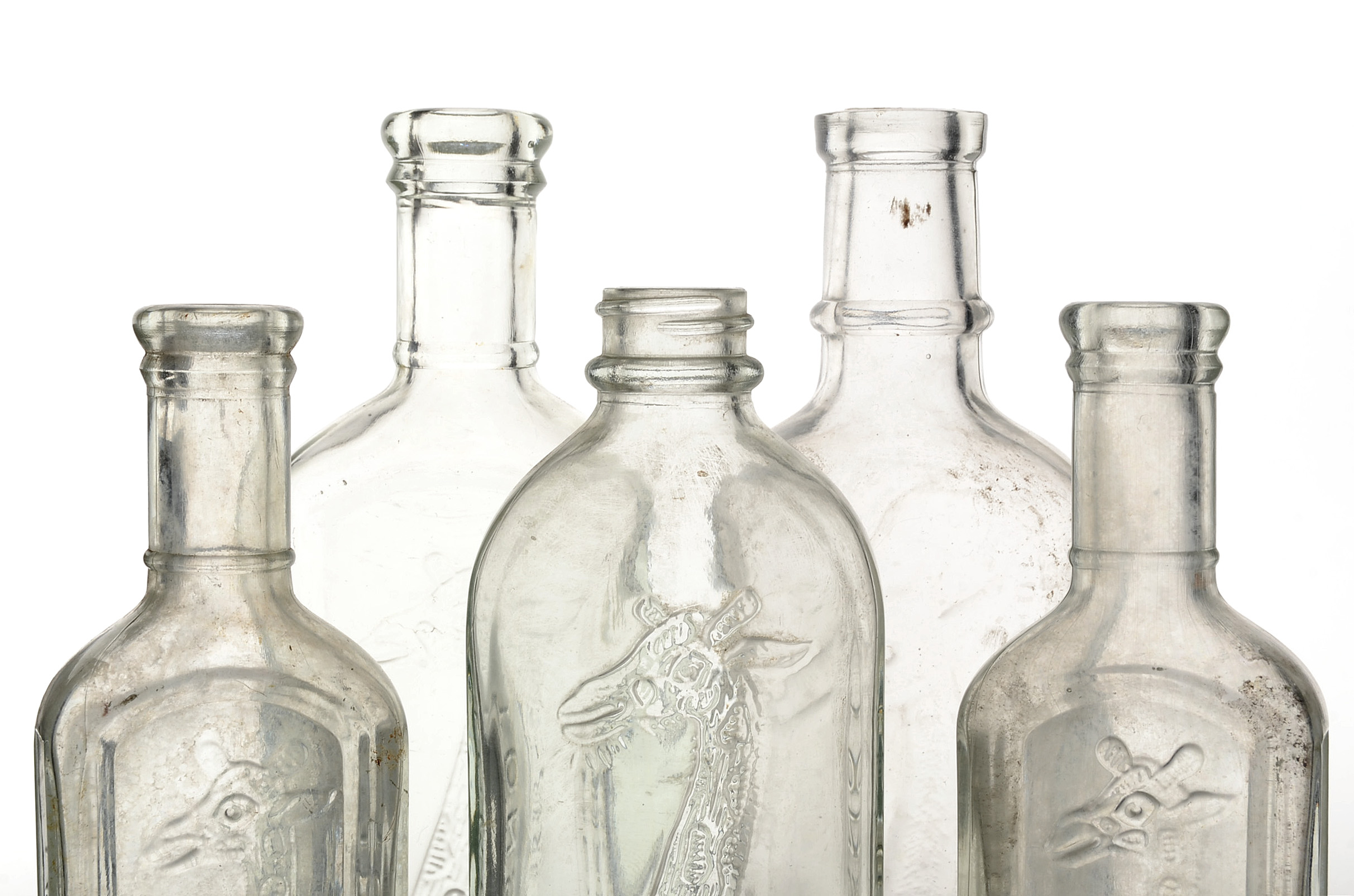 Collection of Antique Tonsiline Glass Medicine Bottles