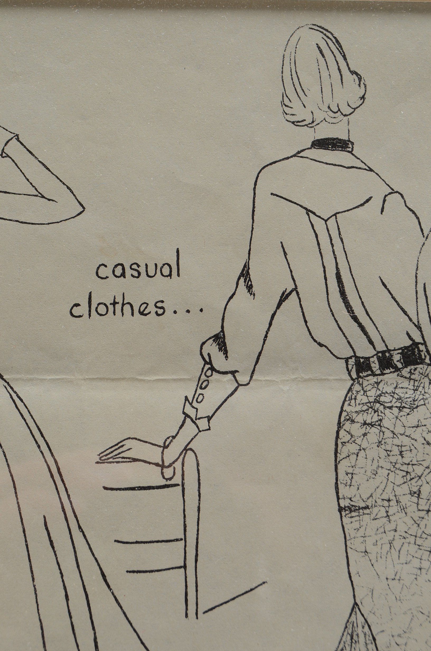 Framed Lithograph of 1950s Fashions
