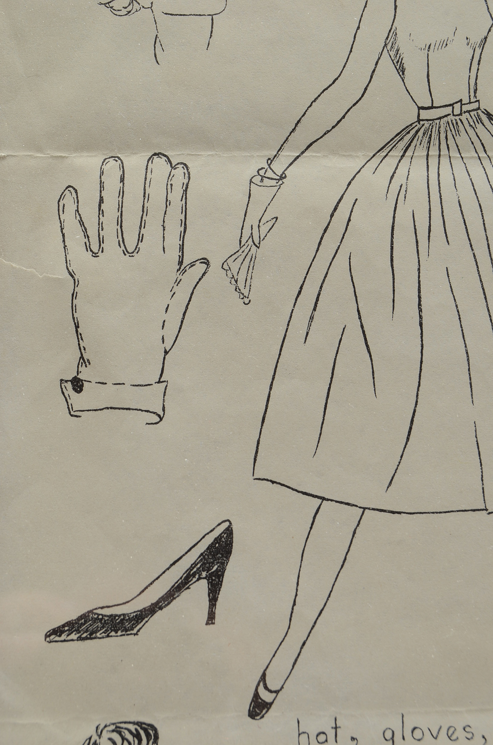 Framed Lithograph of 1950s Fashions