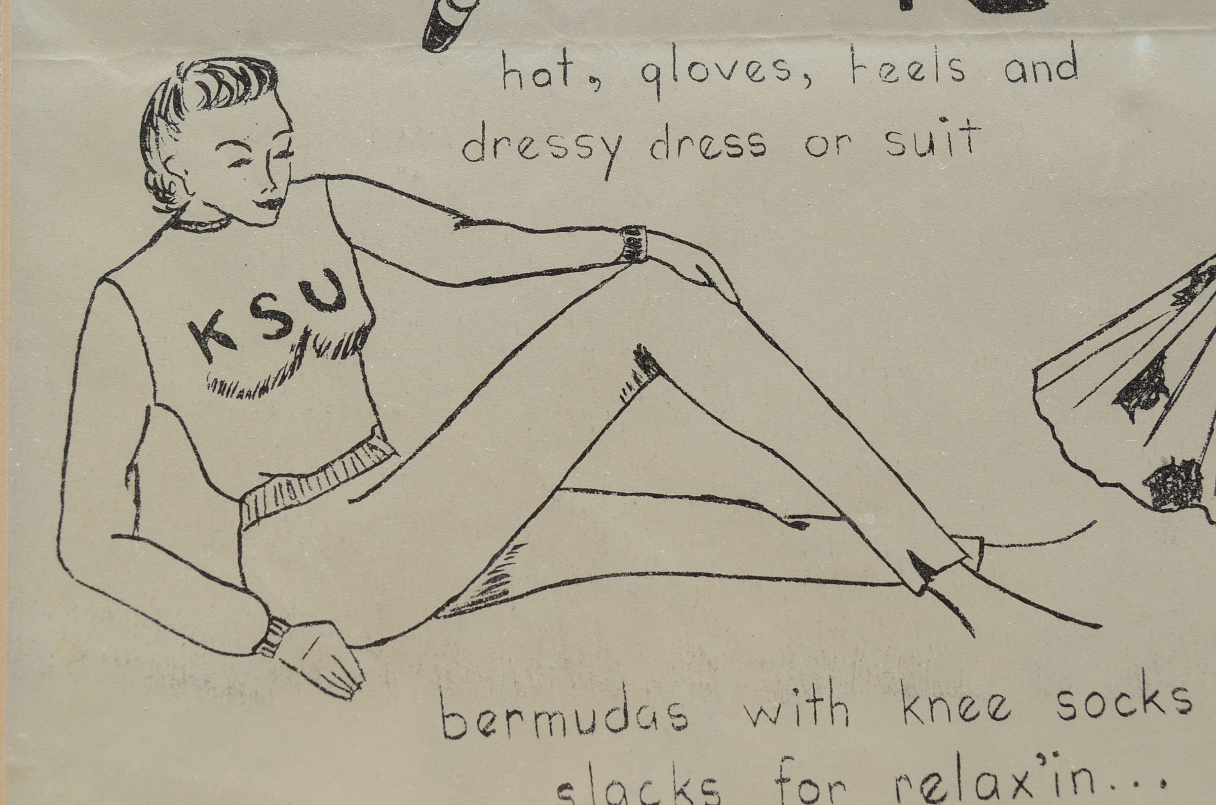 Framed Lithograph of 1950s Fashions