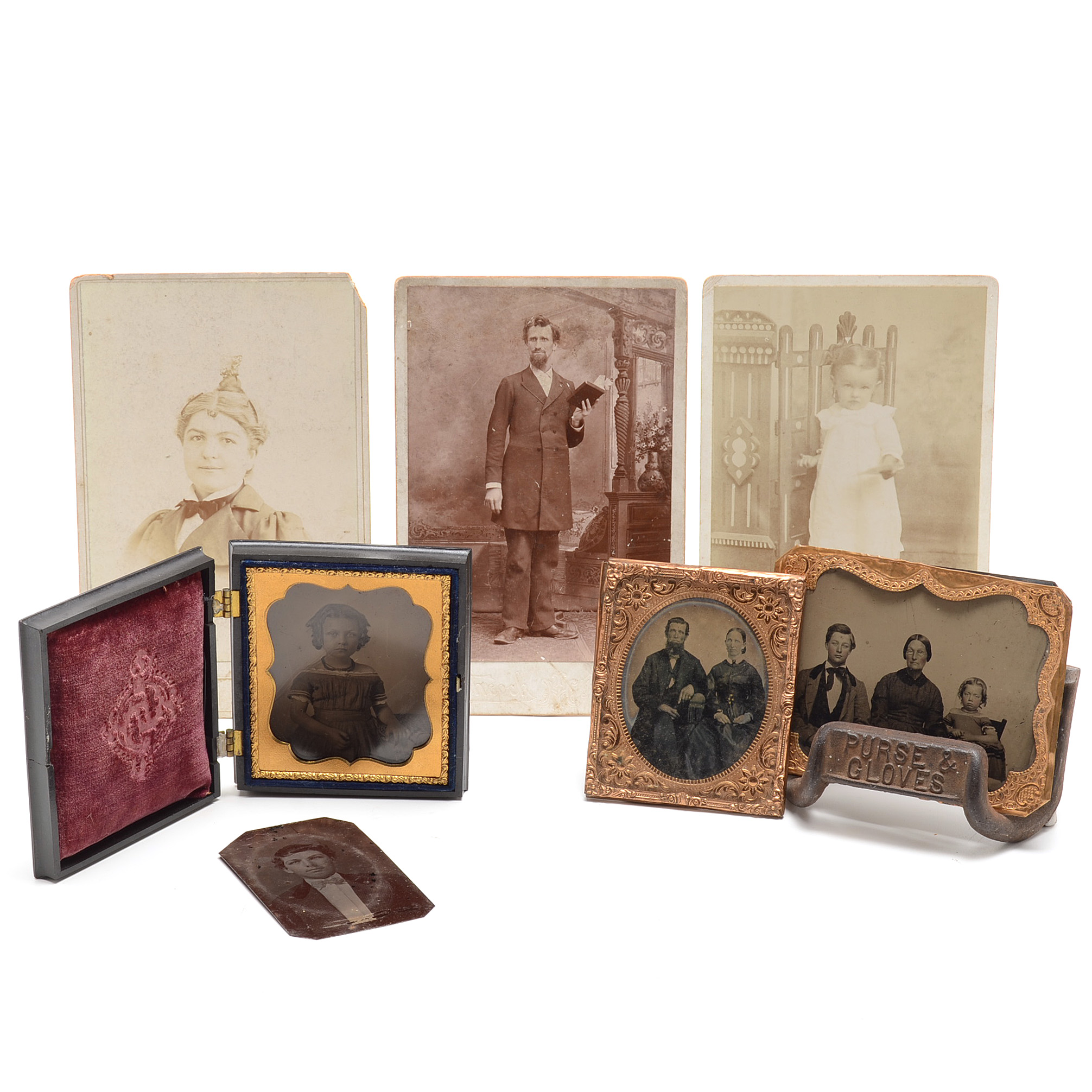 Early Portrait Photographs and Cast Iron Parasol Hook