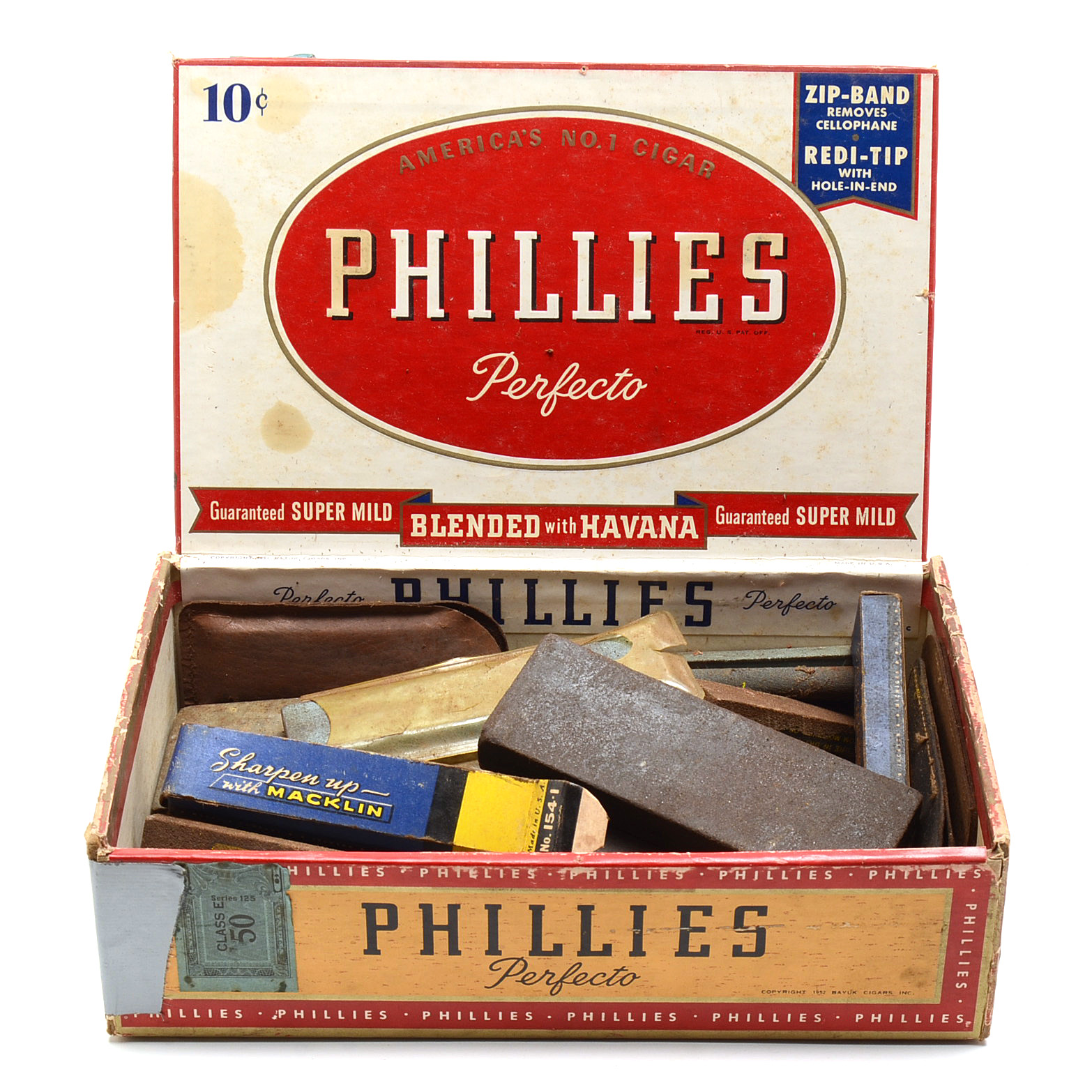 Vintage Cigar Boxes with Knife Sharpening Stones