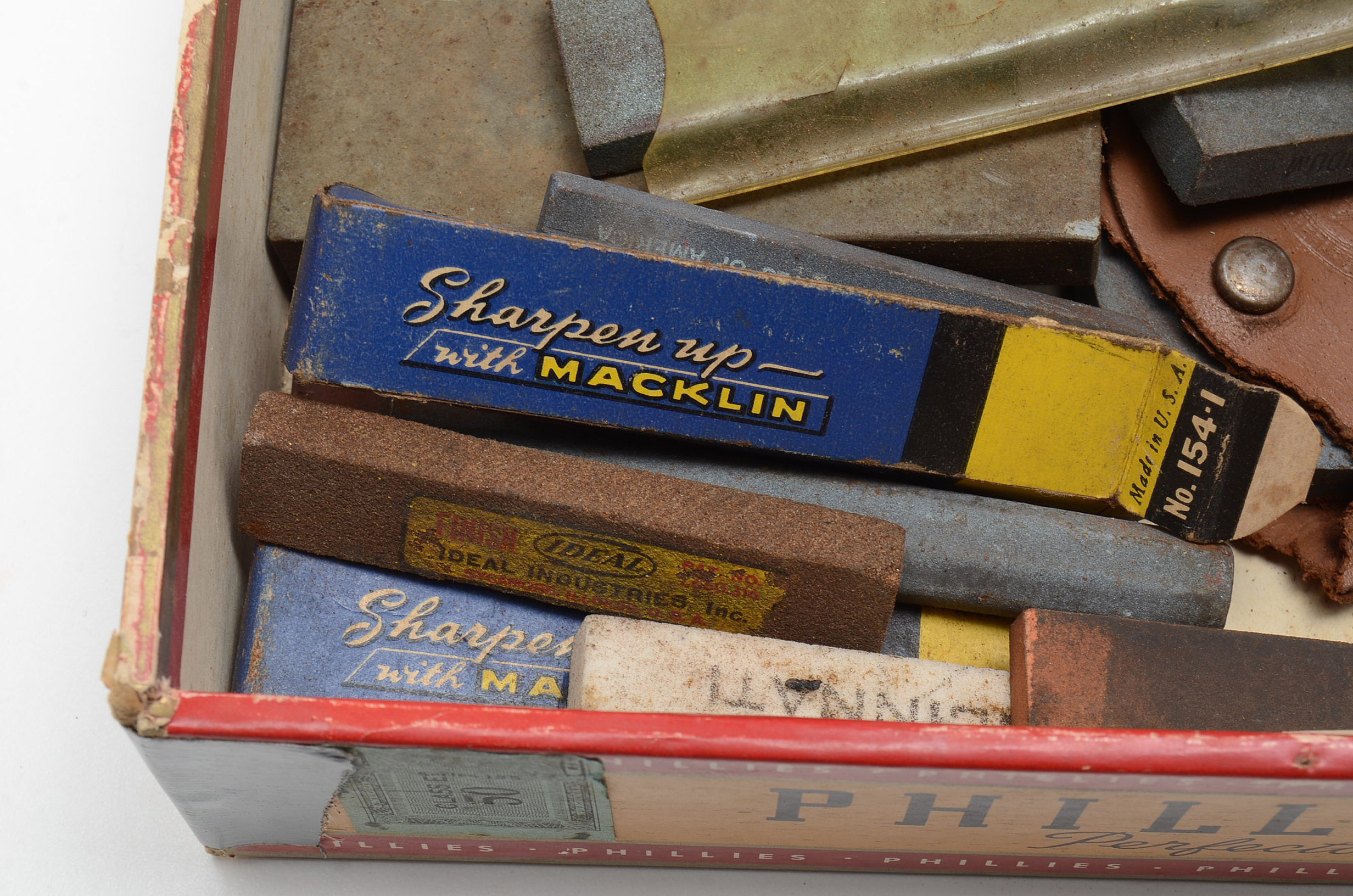 Vintage Cigar Boxes with Knife Sharpening Stones